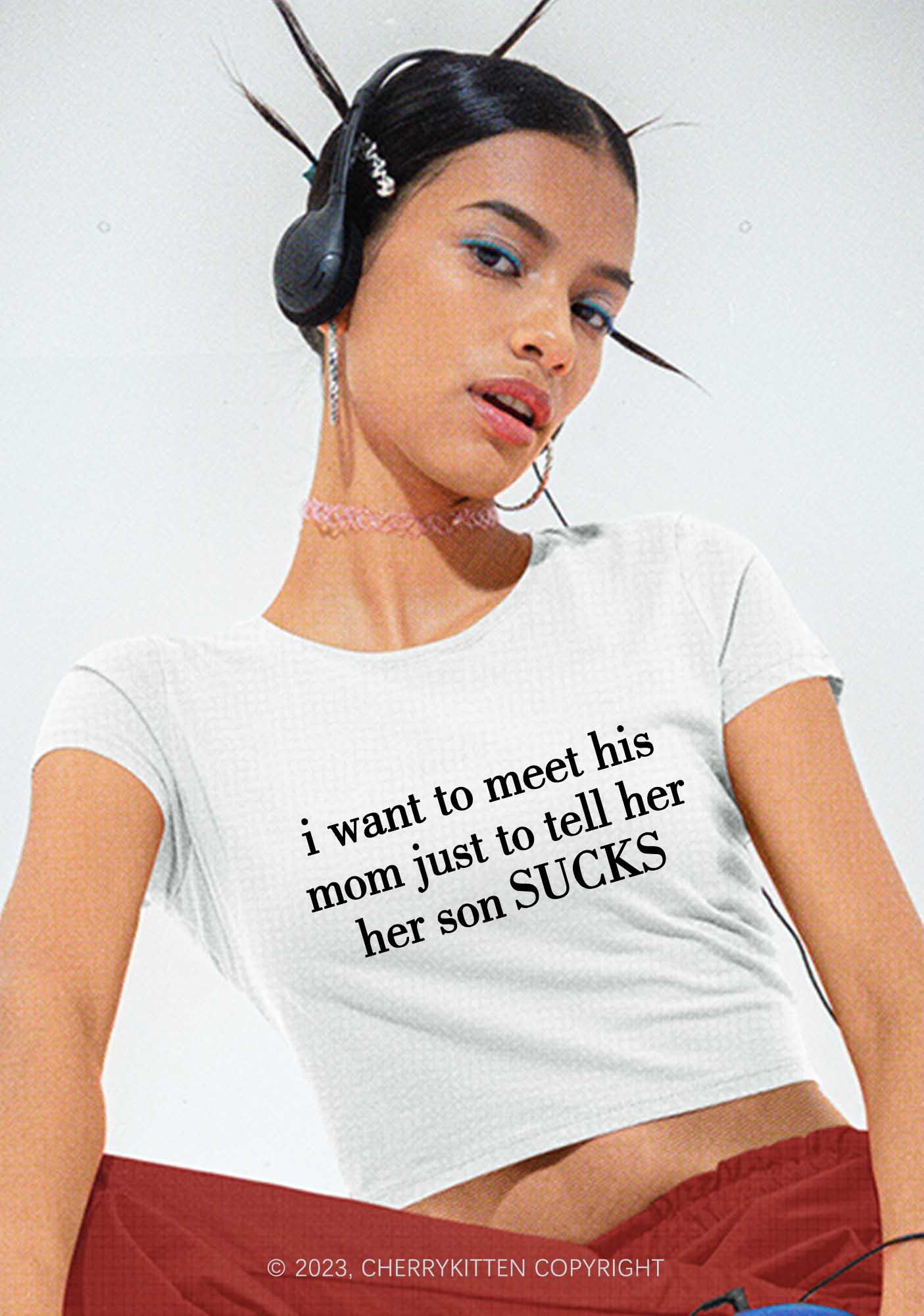 Her Son Sucks Y2K Baby Tee Cherrykitten