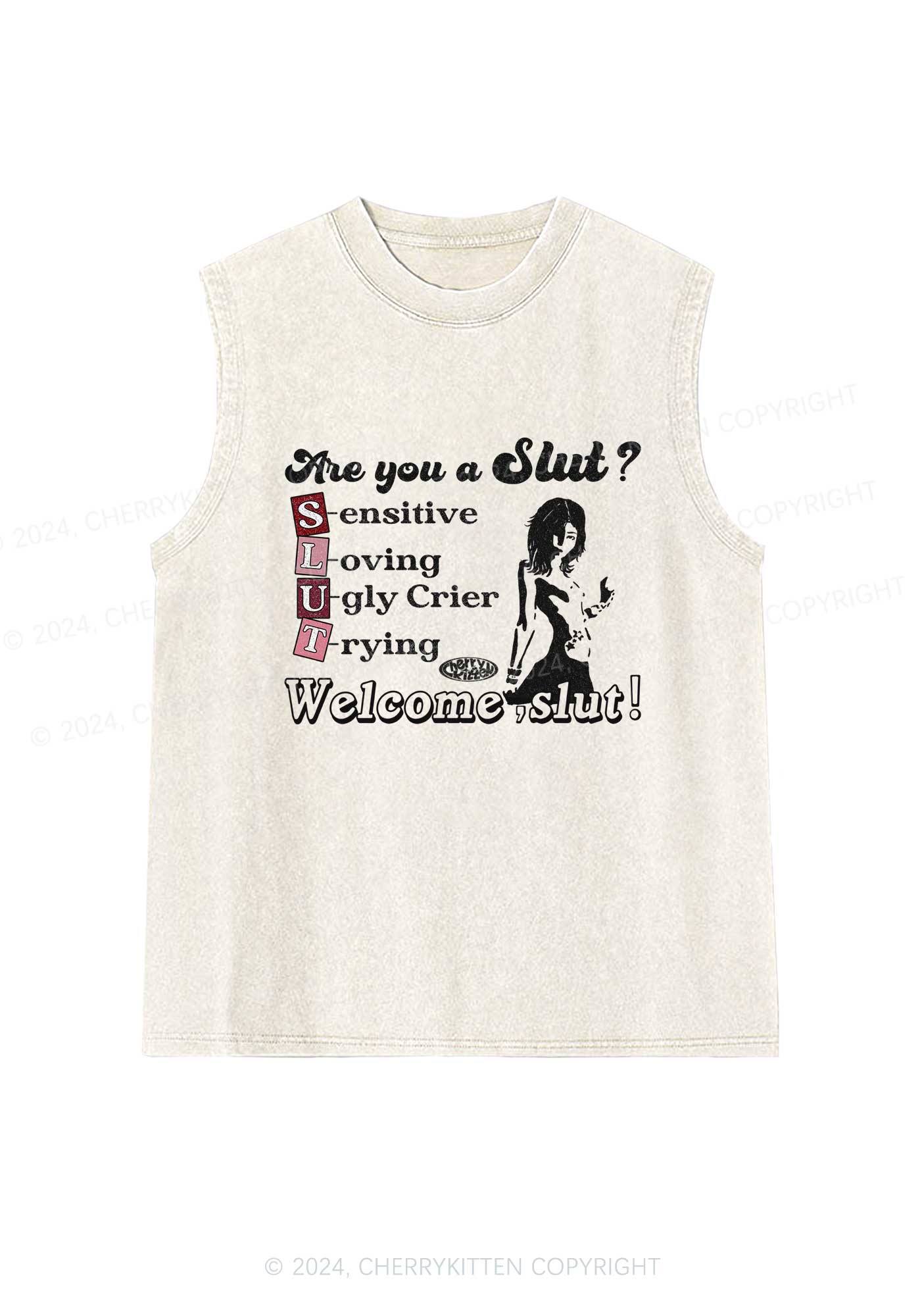 Welcome Slxt Y2K Washed Tank Cherrykitten