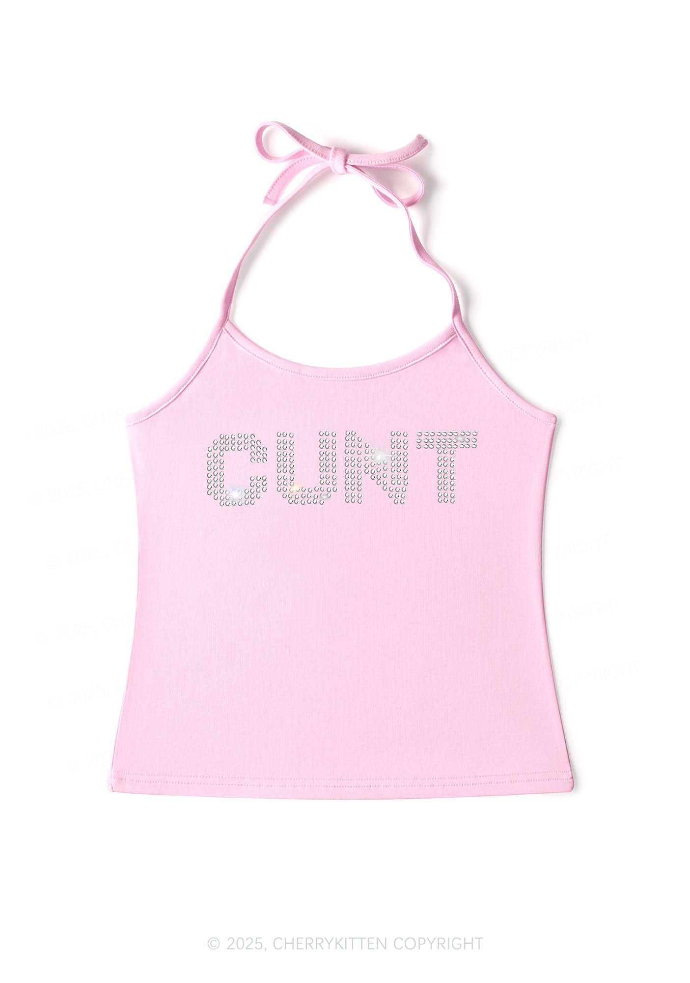 Rhinestone Cxxt Y2K Halter Neck Cami Cherrykitten
