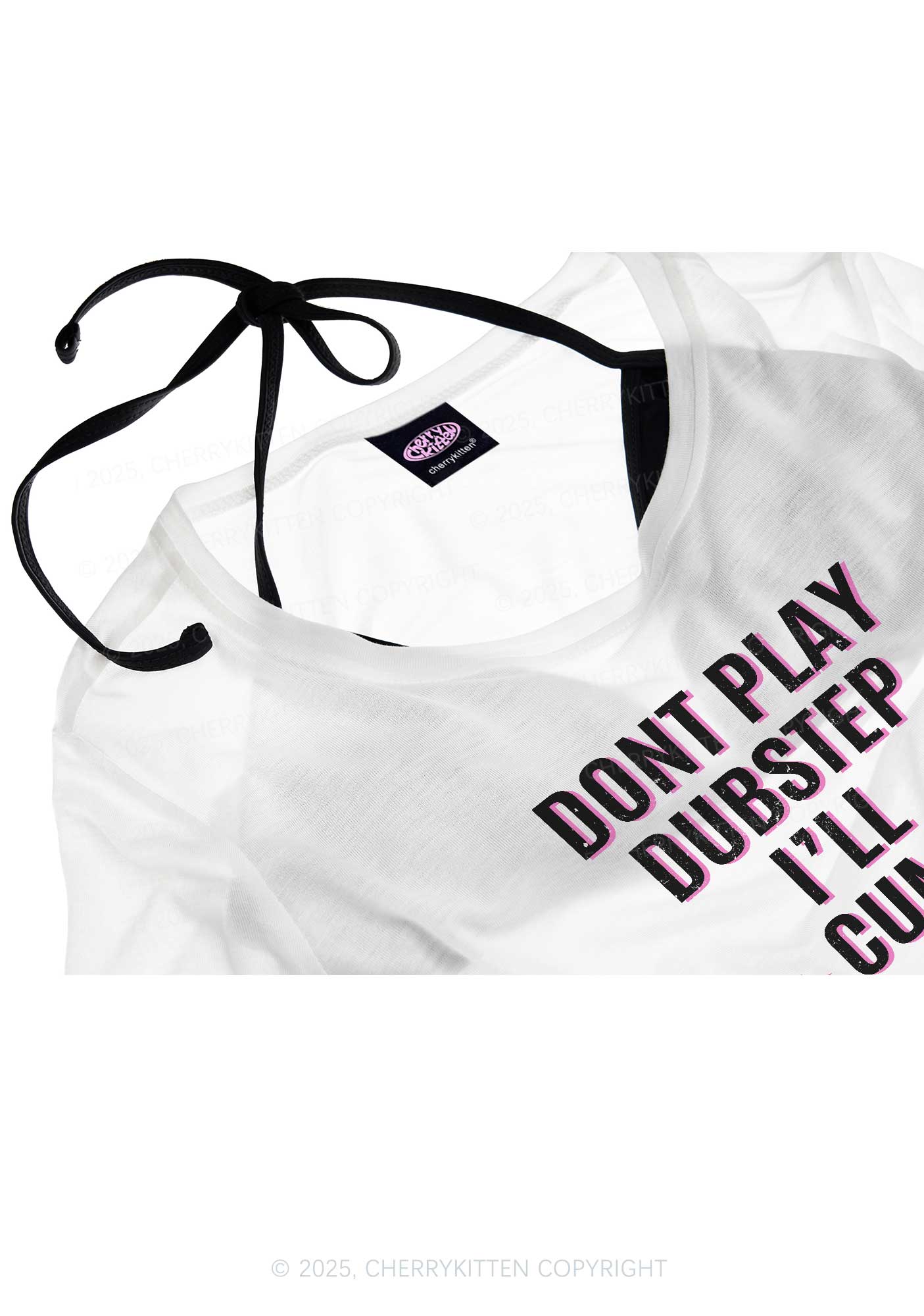 Dont Play Dubstep Y2K Sheer Crop Tee Cherrykitten