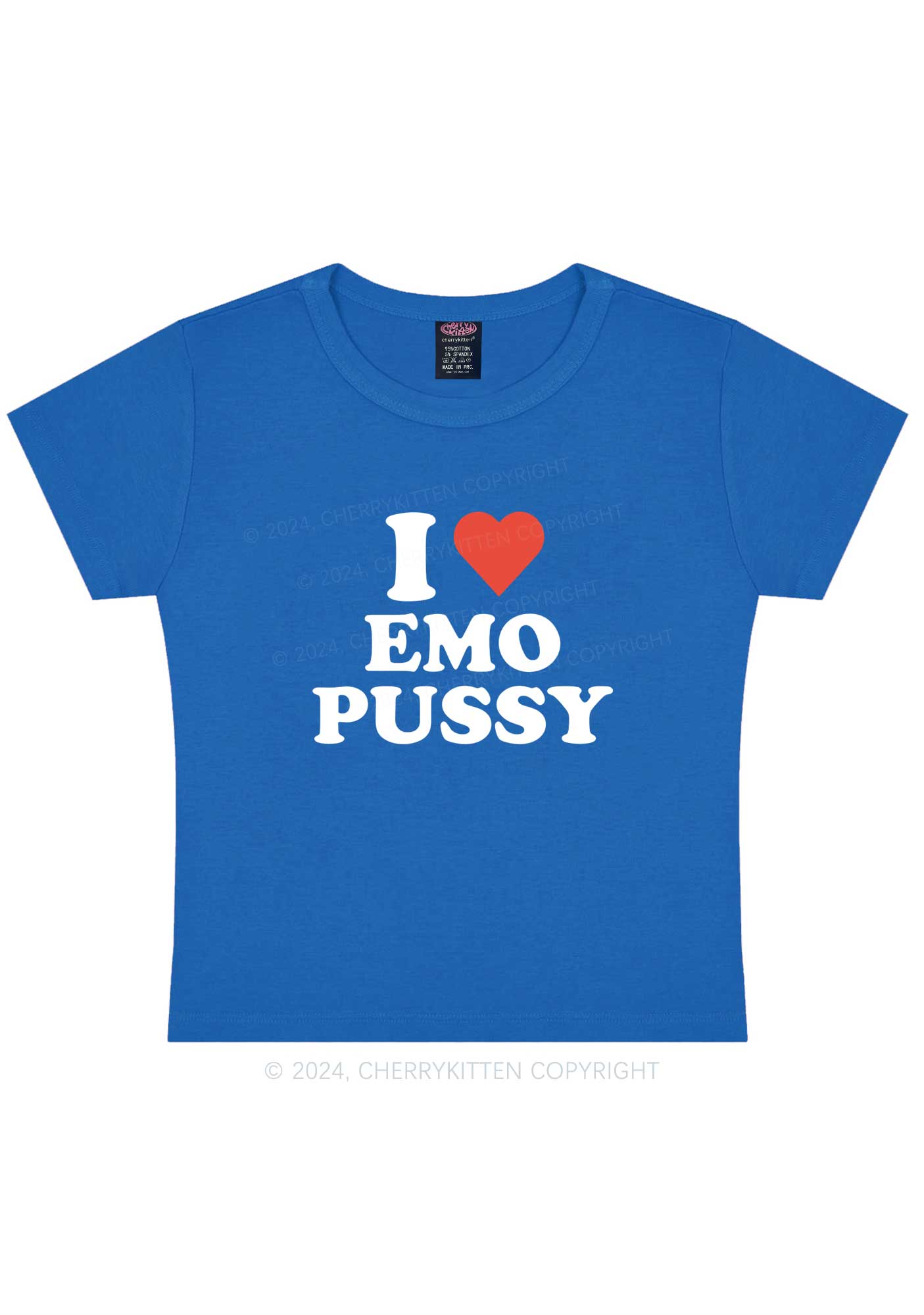 I Love EMO Puxxy Y2K Baby Tee Cherrykitten