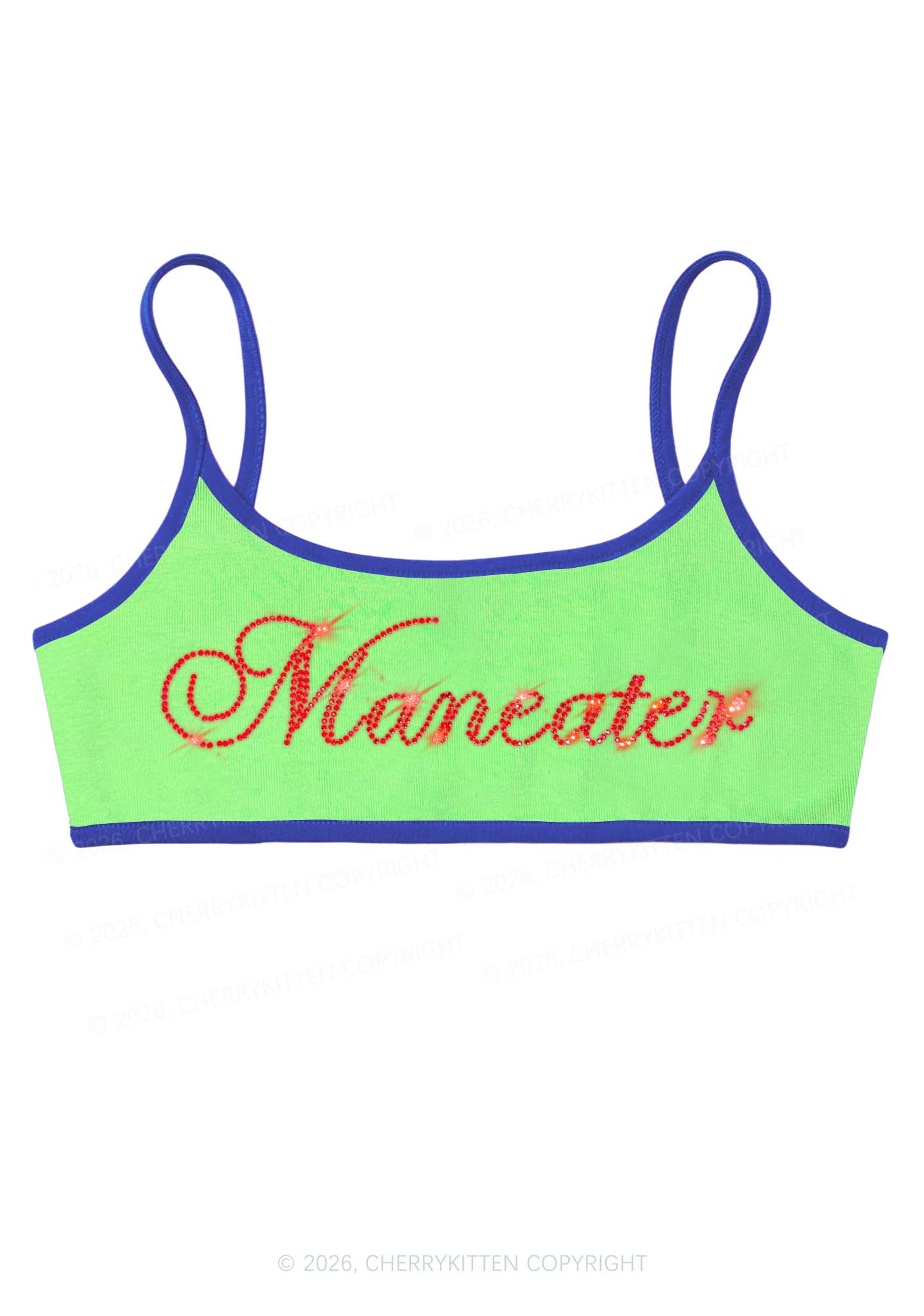 Rhinestone Maneater Y2K Super Crop Cami Cherrykitten
