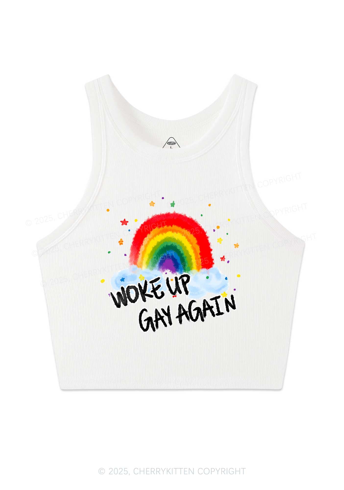 Woke Up Gay Again Y2K Crop Tank Top Cherrykitten