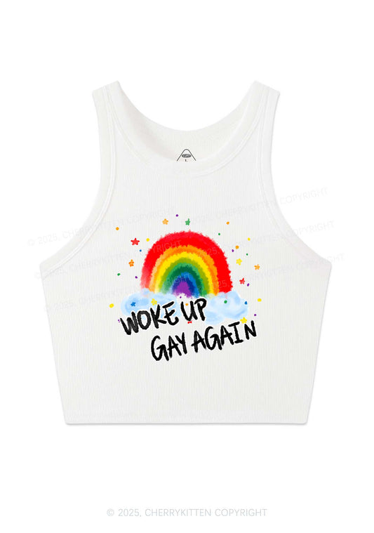 Woke Up Gay Again Y2K Crop Tank Top Cherrykitten