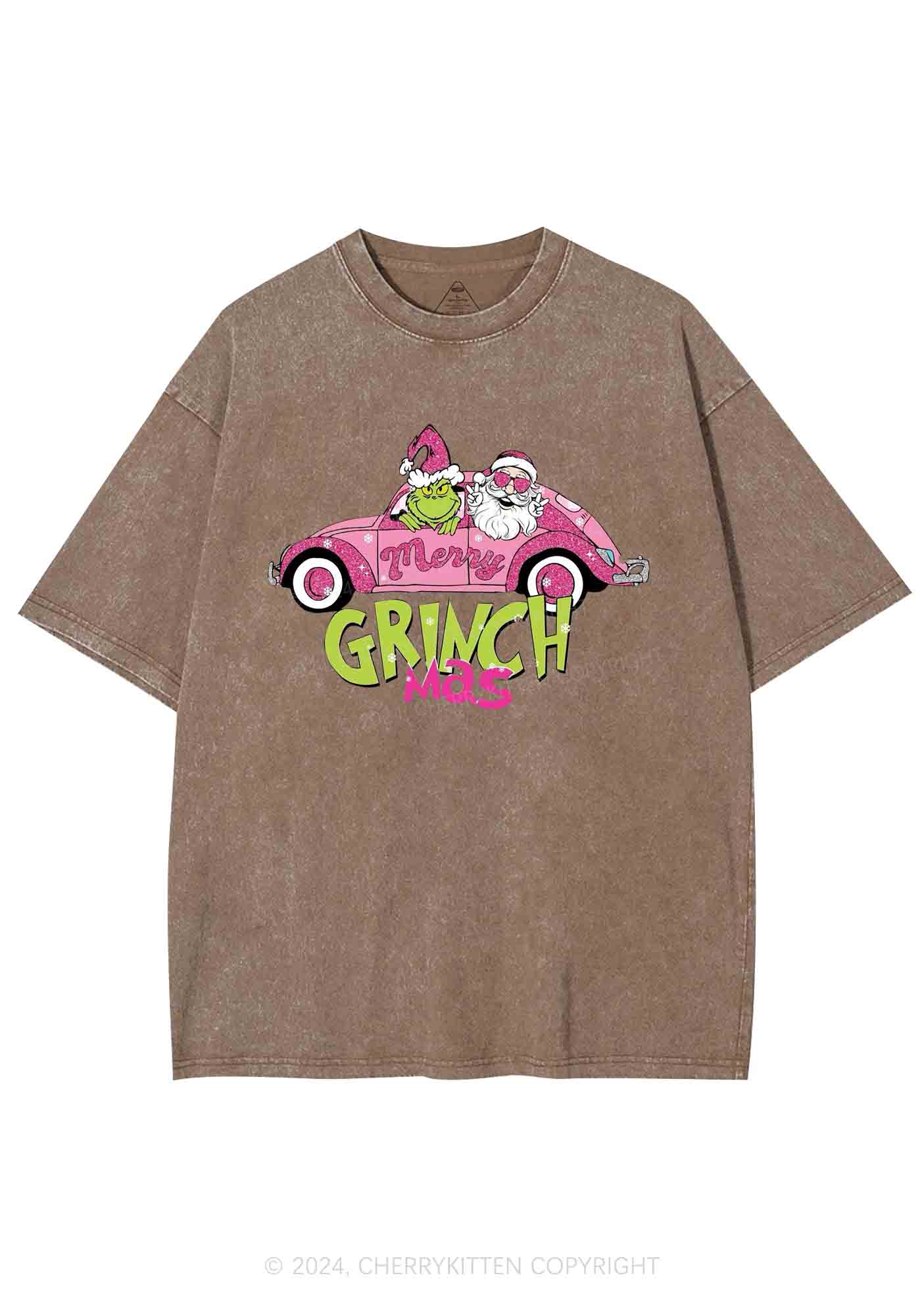 Christmas Pink Car Y2K Washed Tee Cherrykitten