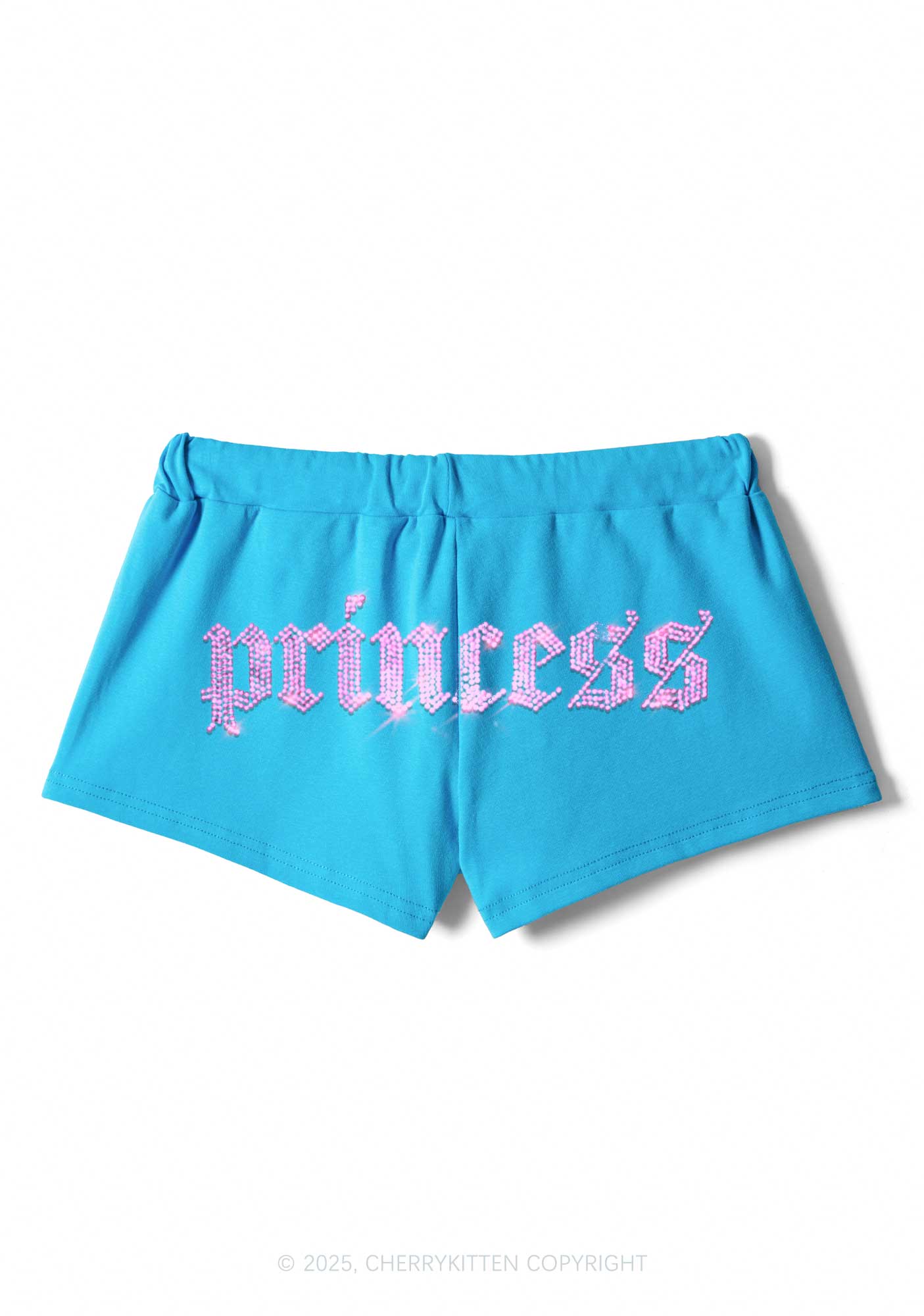 Rhinestone Princess Y2K Drawstring Mini Shorts Cherrykitten