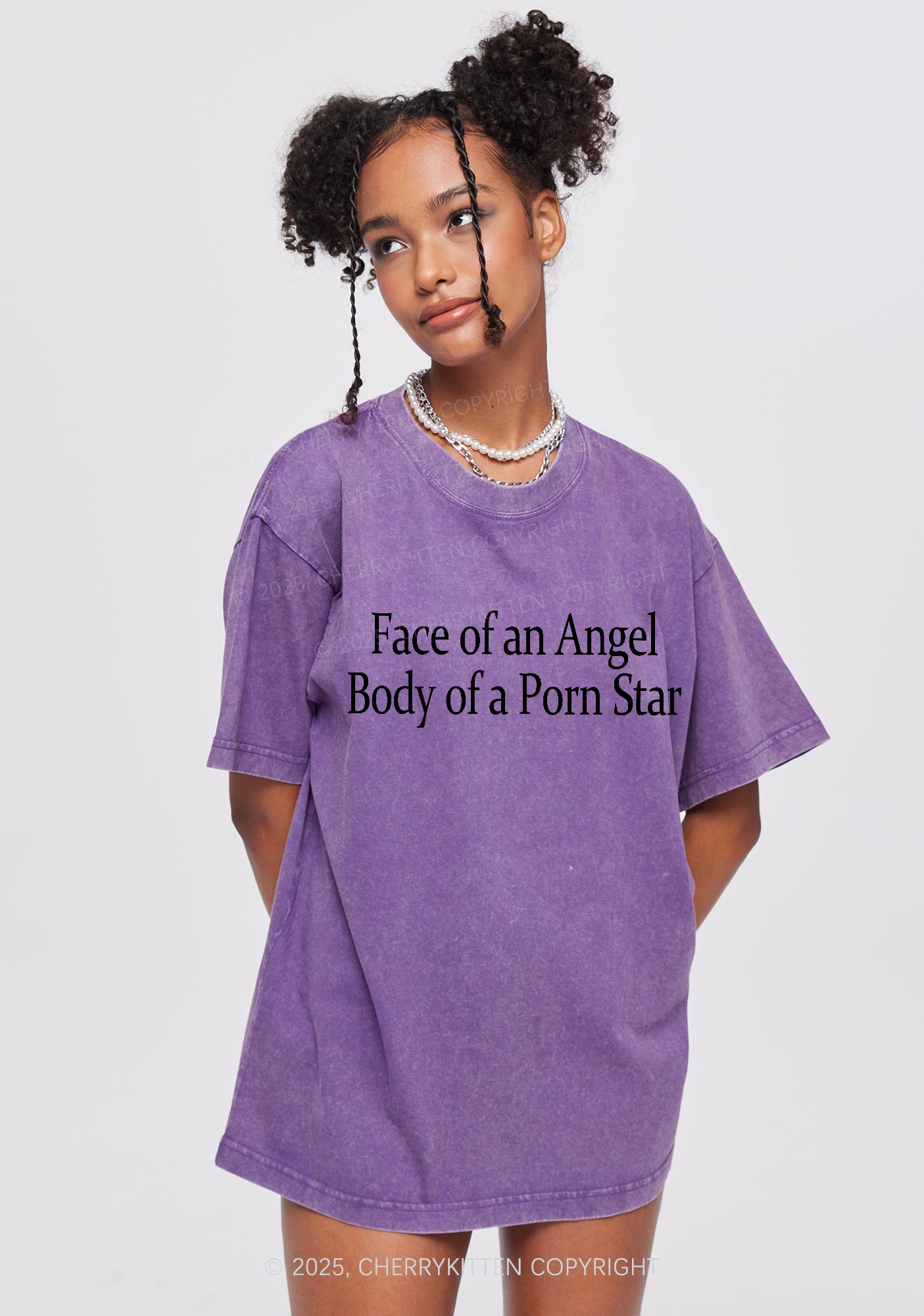 Face Of An Angel Body Of A Pxrn Star Y2K Shirts Washed Tee Cherrykitten