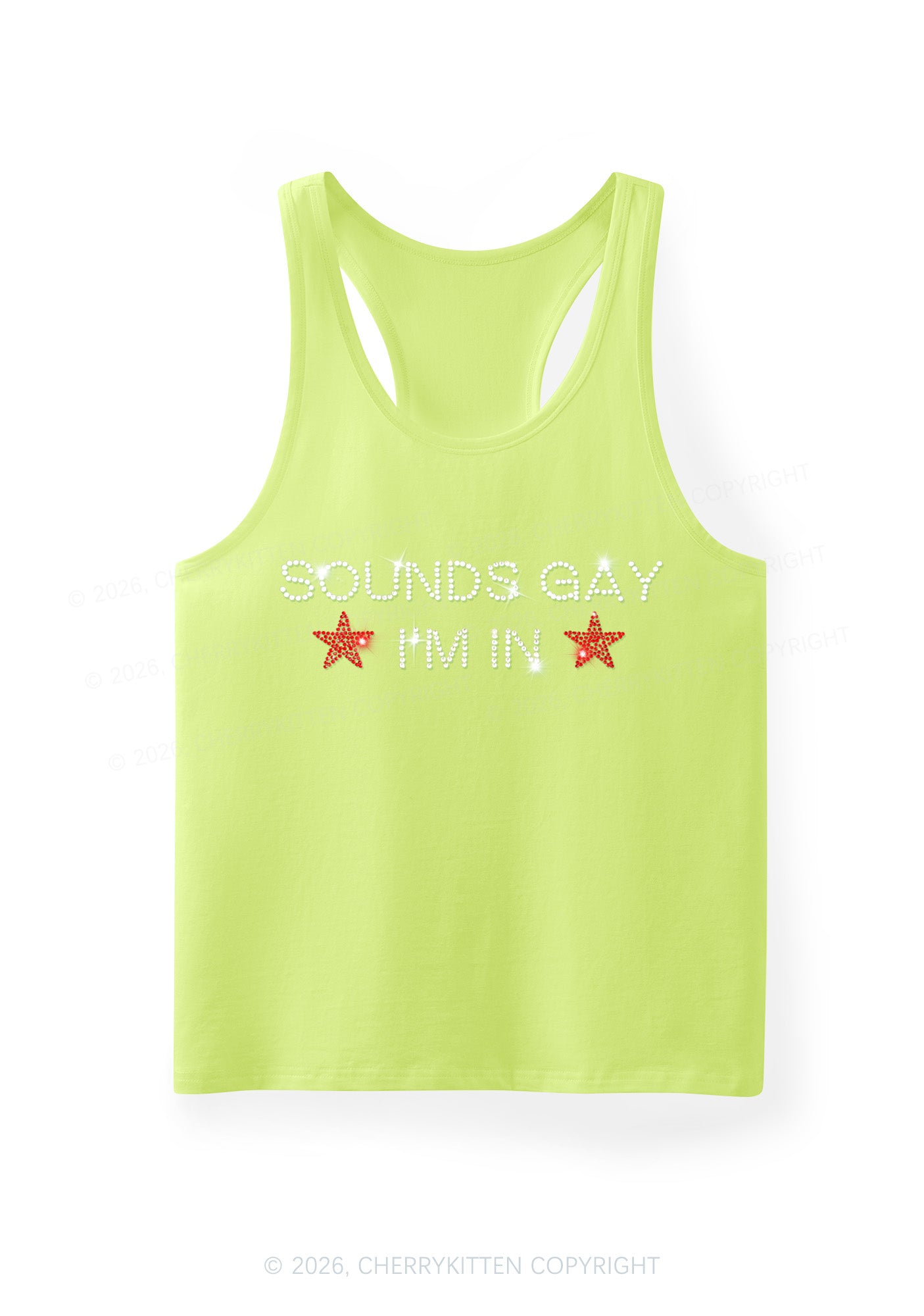 Rhinestone Sounds Gay Pride Y2K Men Racerback Tank Top Cherrykitten