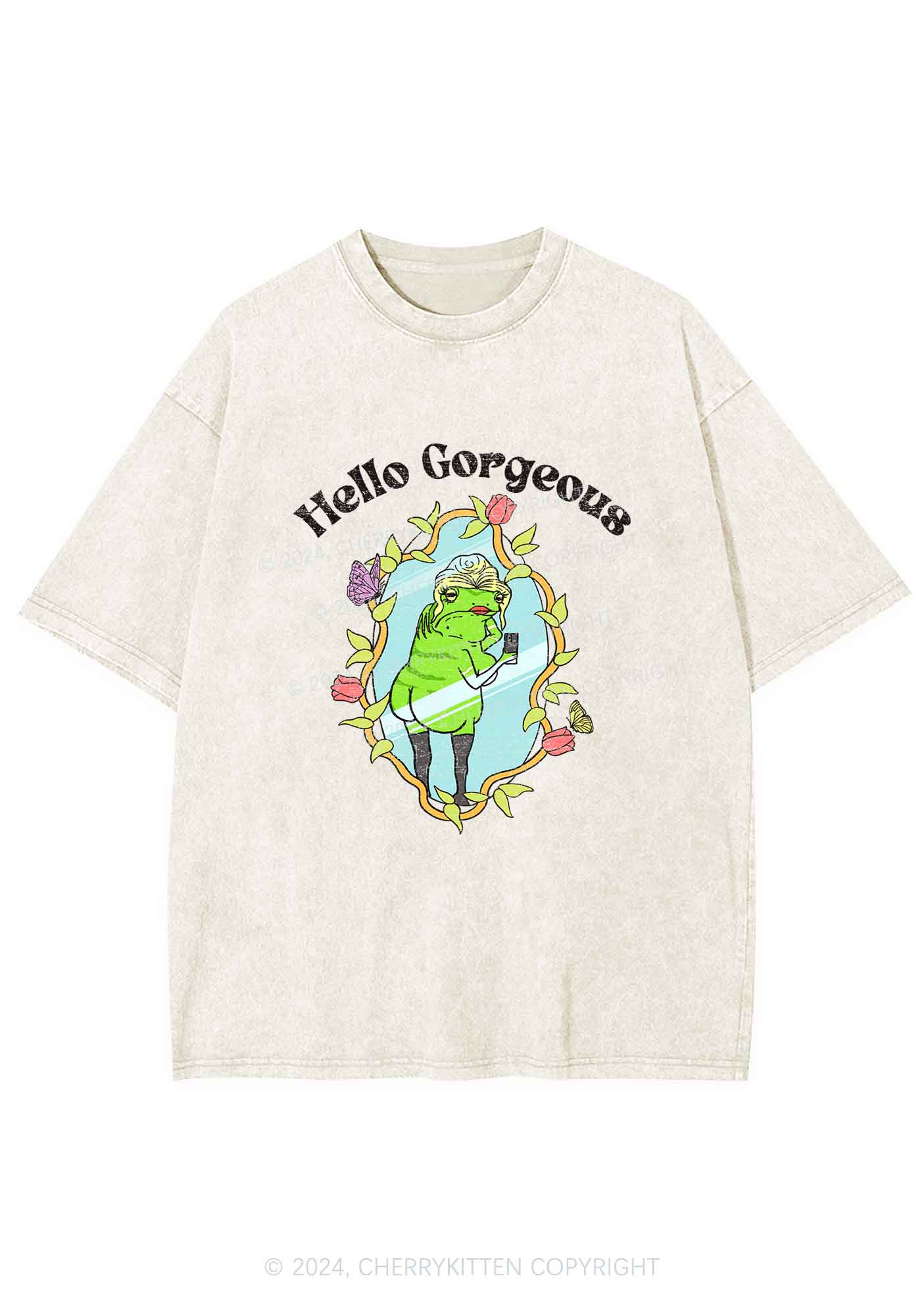 Hello Gorgeous Y2K Washed Tee Cherrykitten