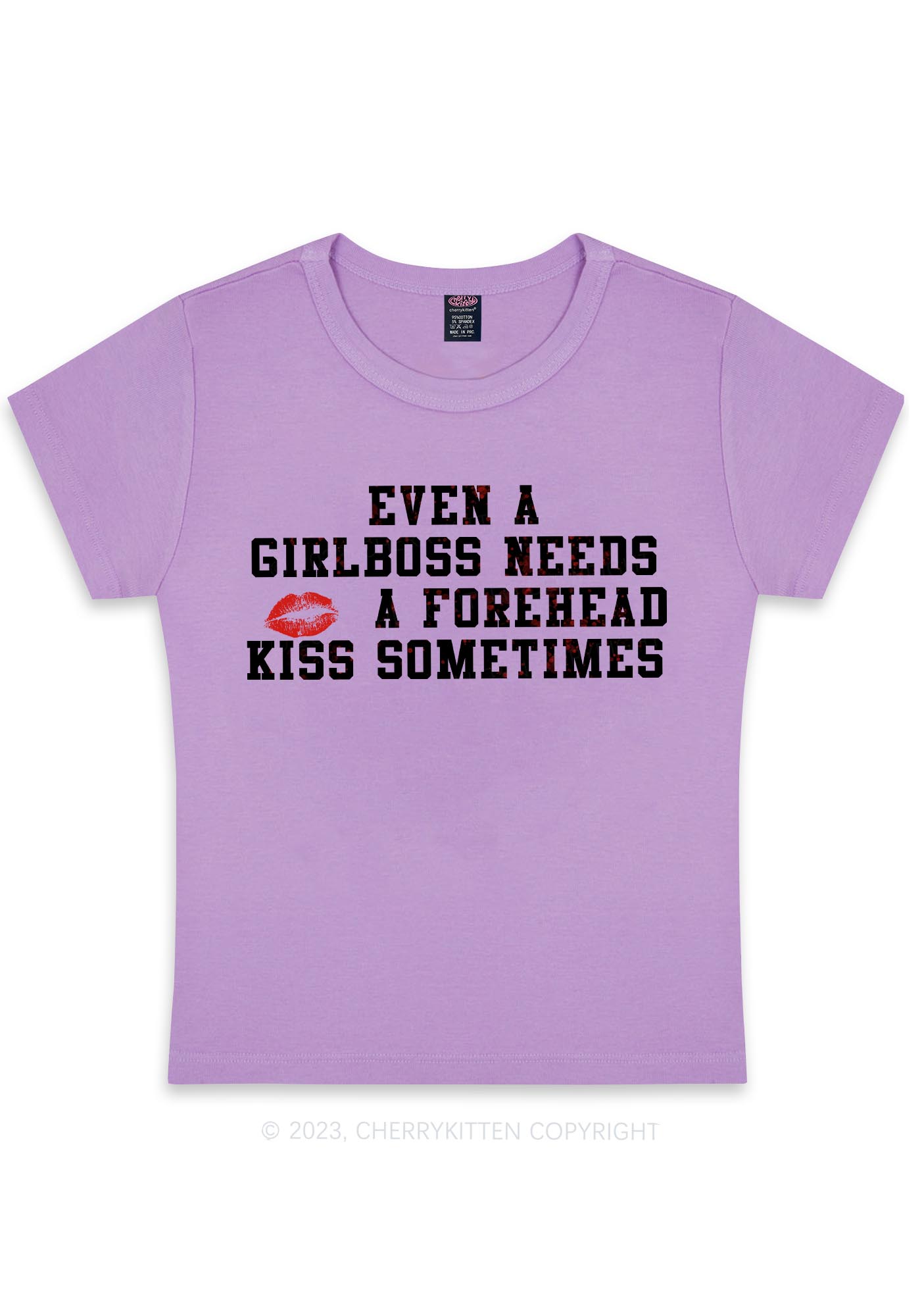 Girlboss Needs A Kiss Y2K Baby Tee Cherrykitten