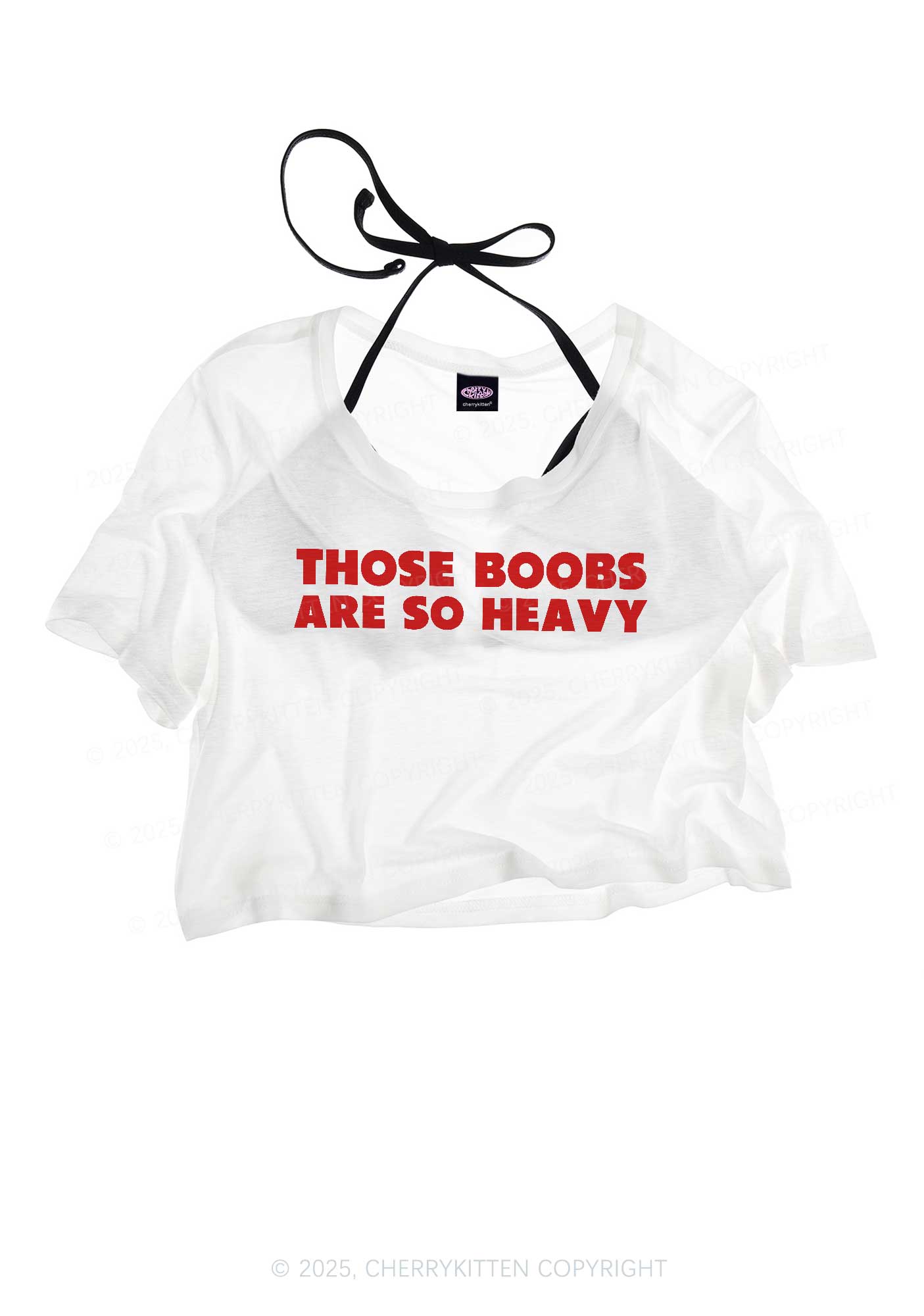 Bxxbs Are So Heavy Y2K Sheer Crop Tee Cherrykitten