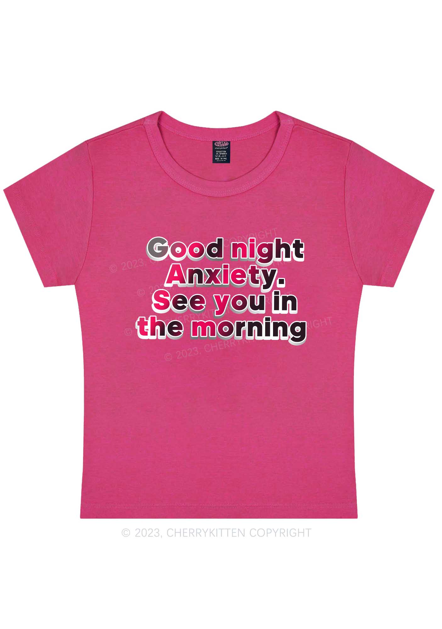 Good Night Anxiety Y2K Baby Tee Cherrykitten