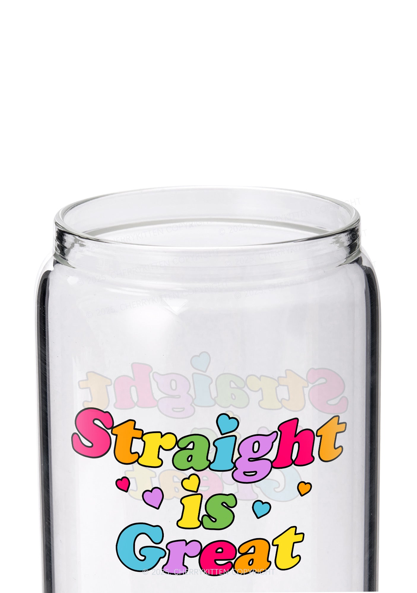 Straight Is Great Pride Y2K Printed Glass Cup Cherrykitten