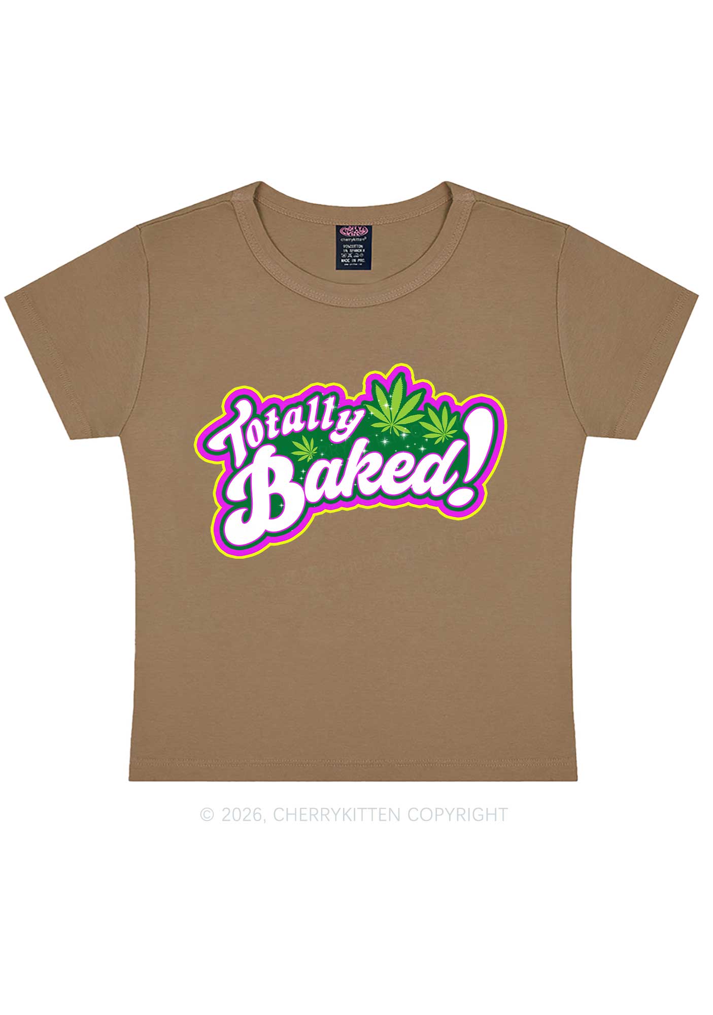 Totally Baked Y2K Baby Tee Cherrykitten