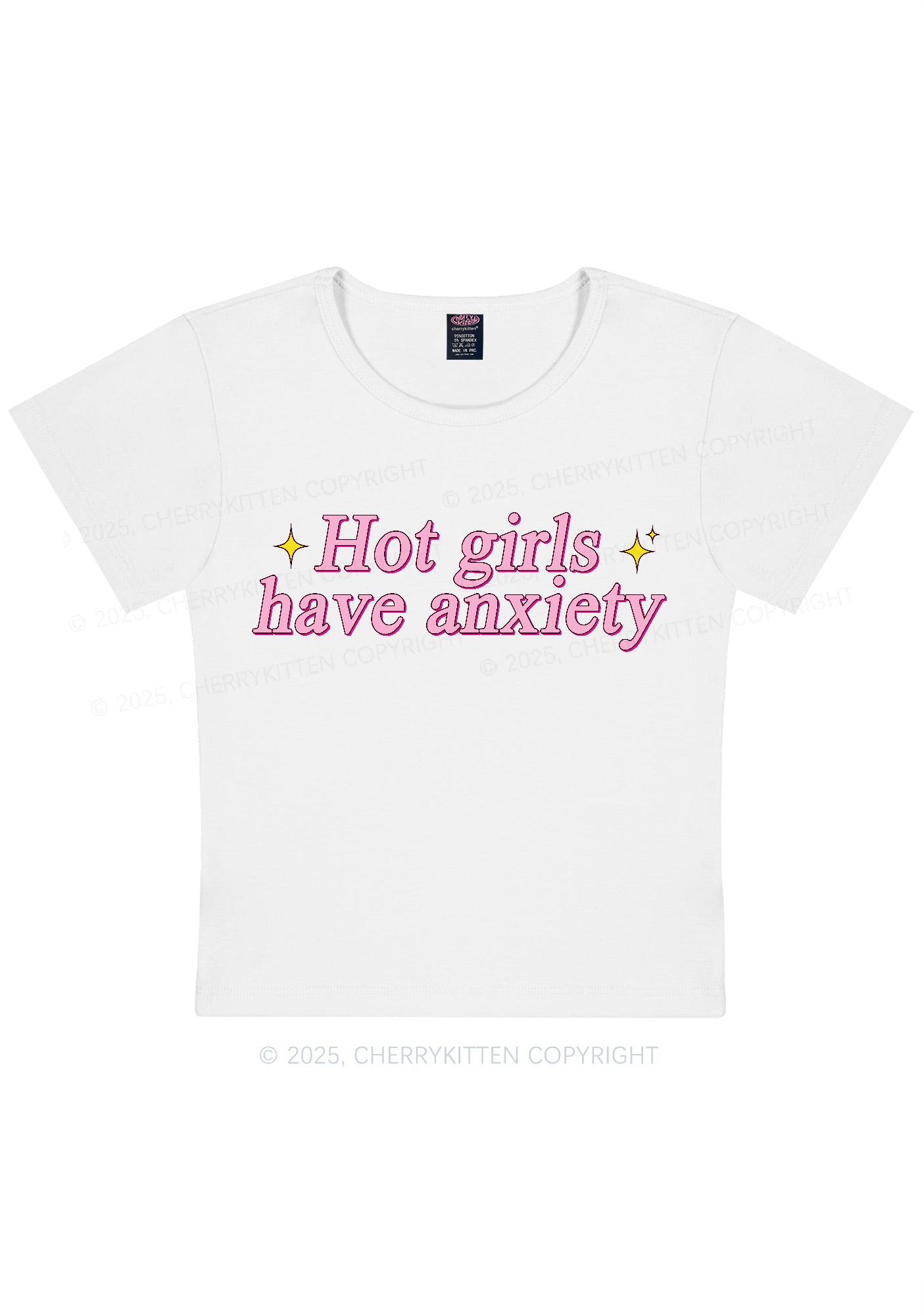 Hot Girls Anxiety Y2K Baby Tee Cherrykitten