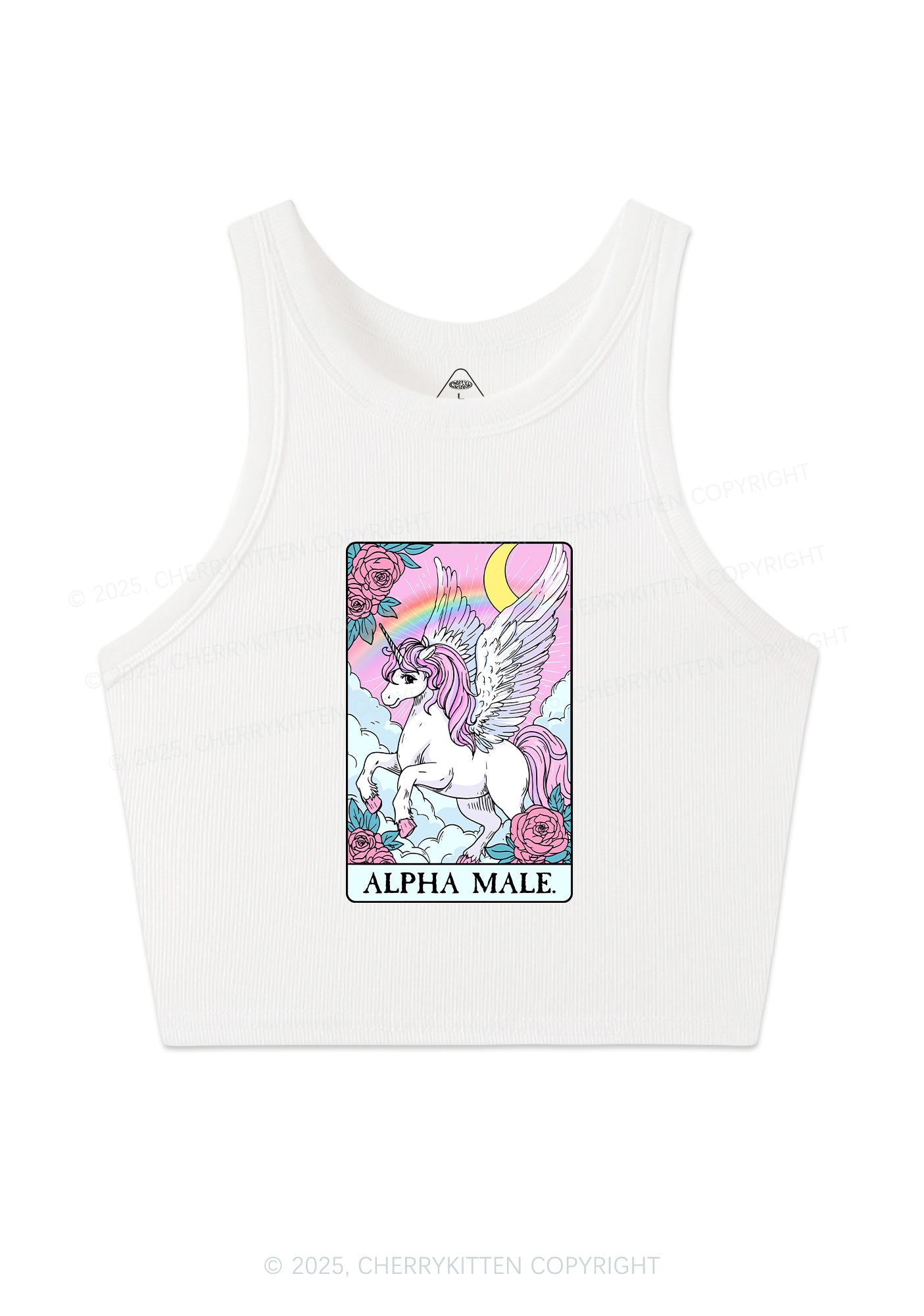 Rose Unicorn Alpha Male Y2K Crop Tank Top Cherrykitten
