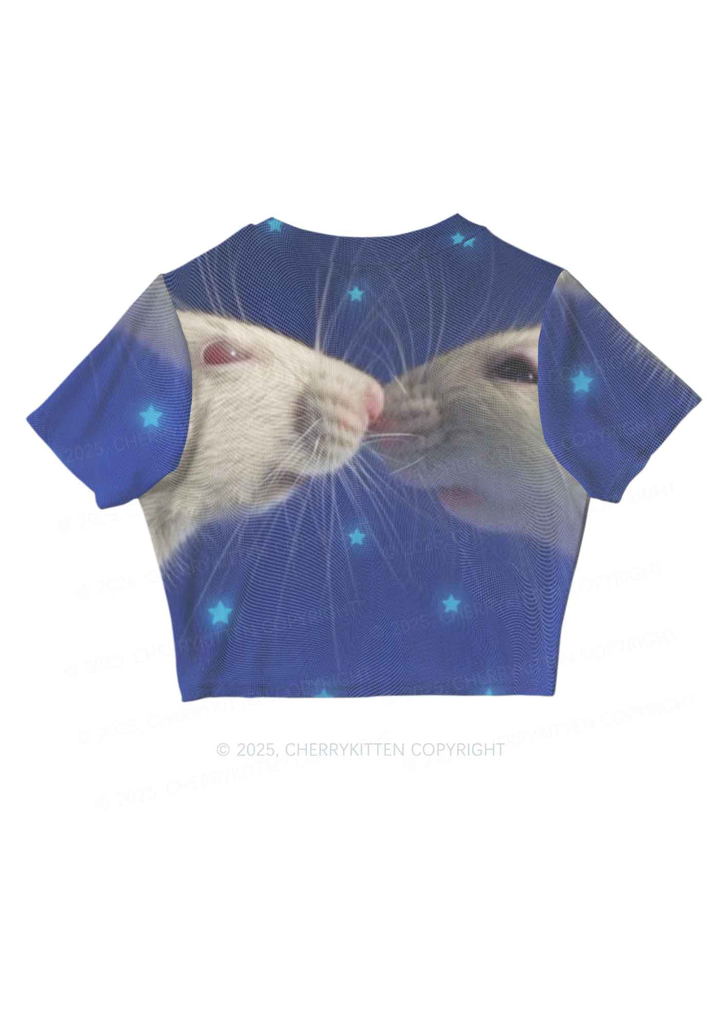 Kissing Rats Y2K Mesh Crop Top Cherrykitten