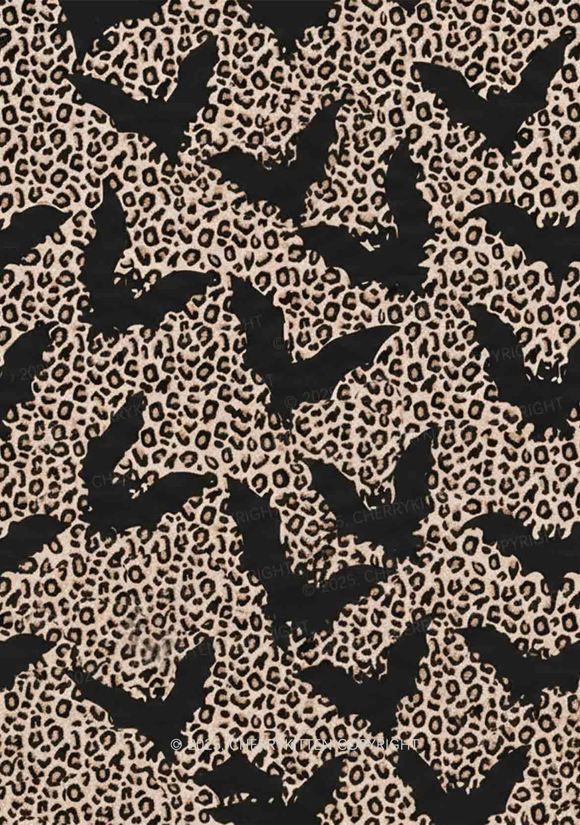 Bat Leopard Y2K Print Long Sleeve Pajama Set Cherrykitten
