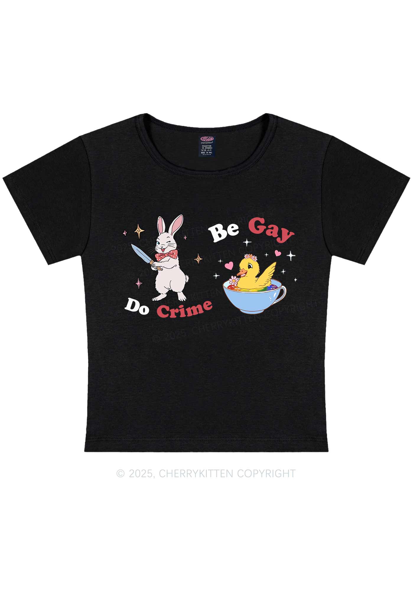 Be Gay Do Crime Pride Y2K Baby Tee Cherrykitten