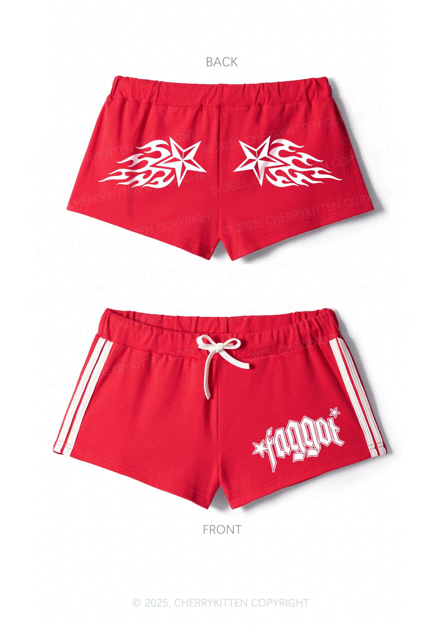Faggot Star Pride Y2K Drawstring Mini Shorts Cherrykitten