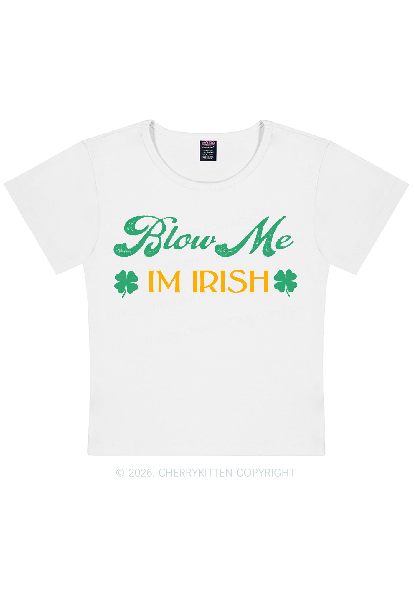 Blow Me Im Irish St Patricks Y2K Baby Tee Cherrykitten