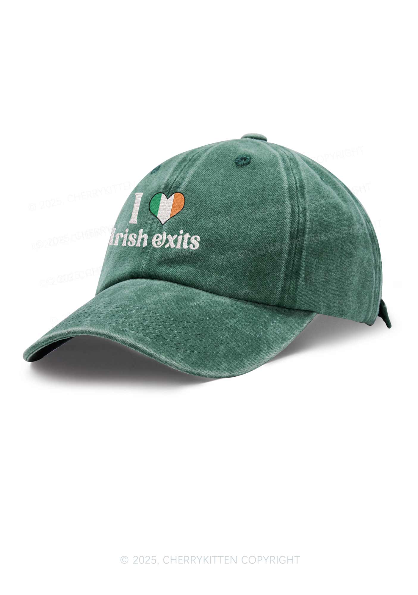 Embroidered I Love Irish Exits St Patricks Y2K Washed Baseball Cap Cherrykitten