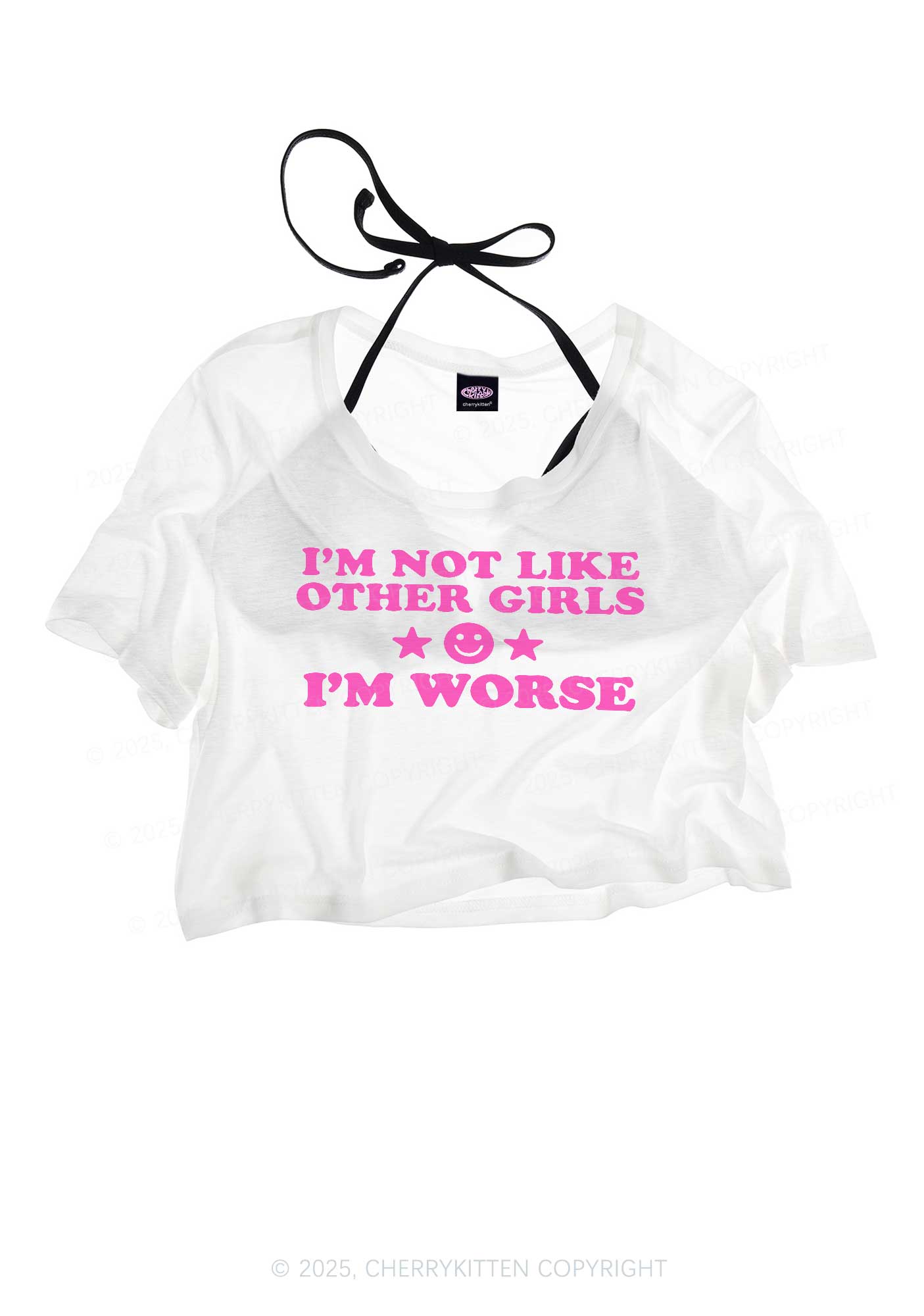 I'm Worse Y2K Sheer Crop Tee Cherrykitten