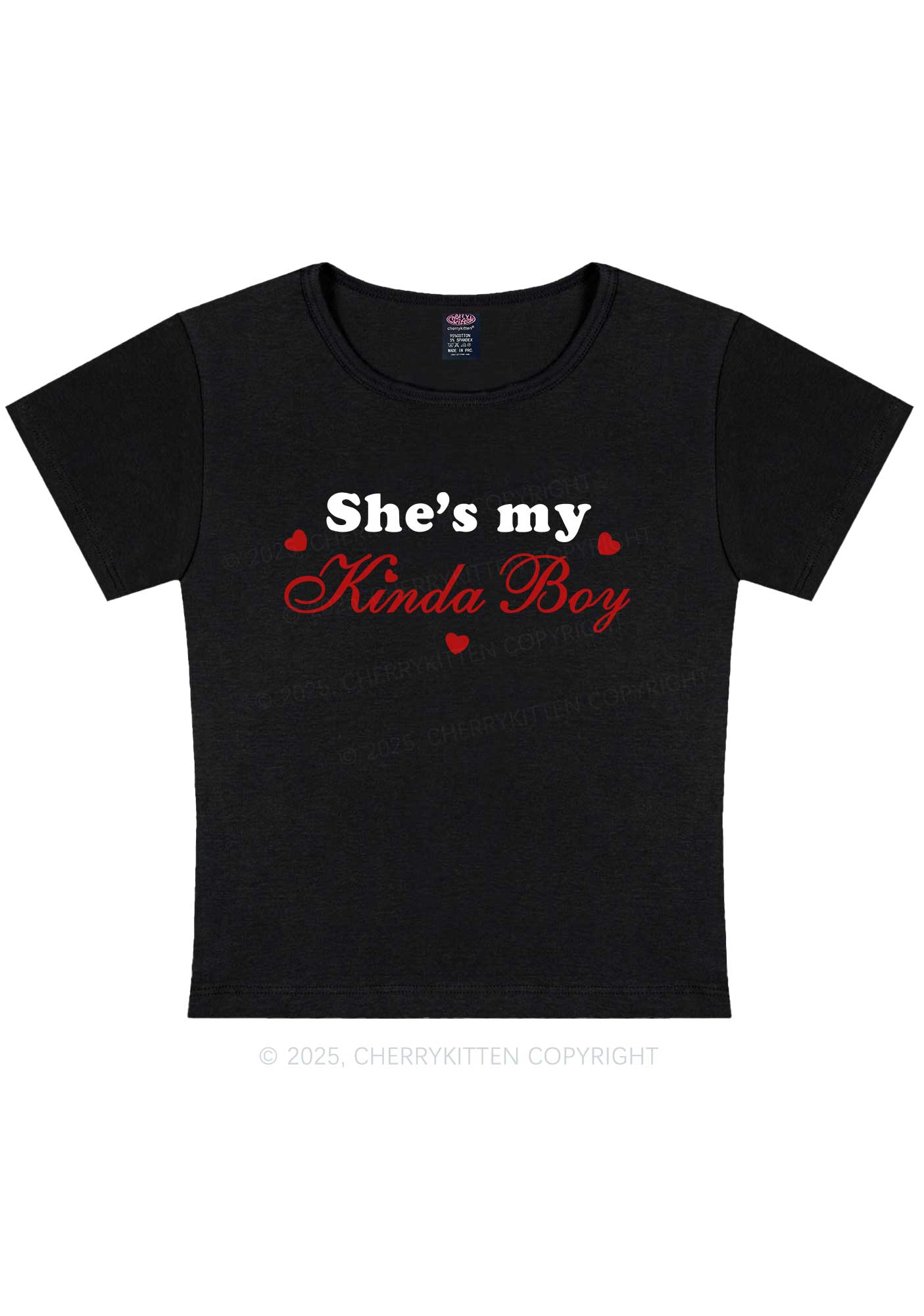 Shes My Kinda Boy Pride Y2K Baby Tee Cherrykitten
