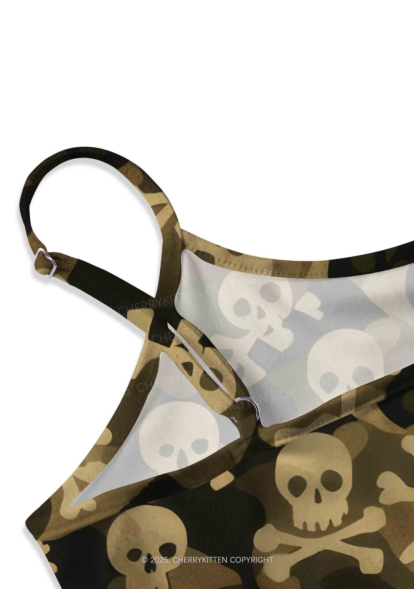 Halloween Camouflage Skulls Y2K Print Cami Crop Top Cherrykitten