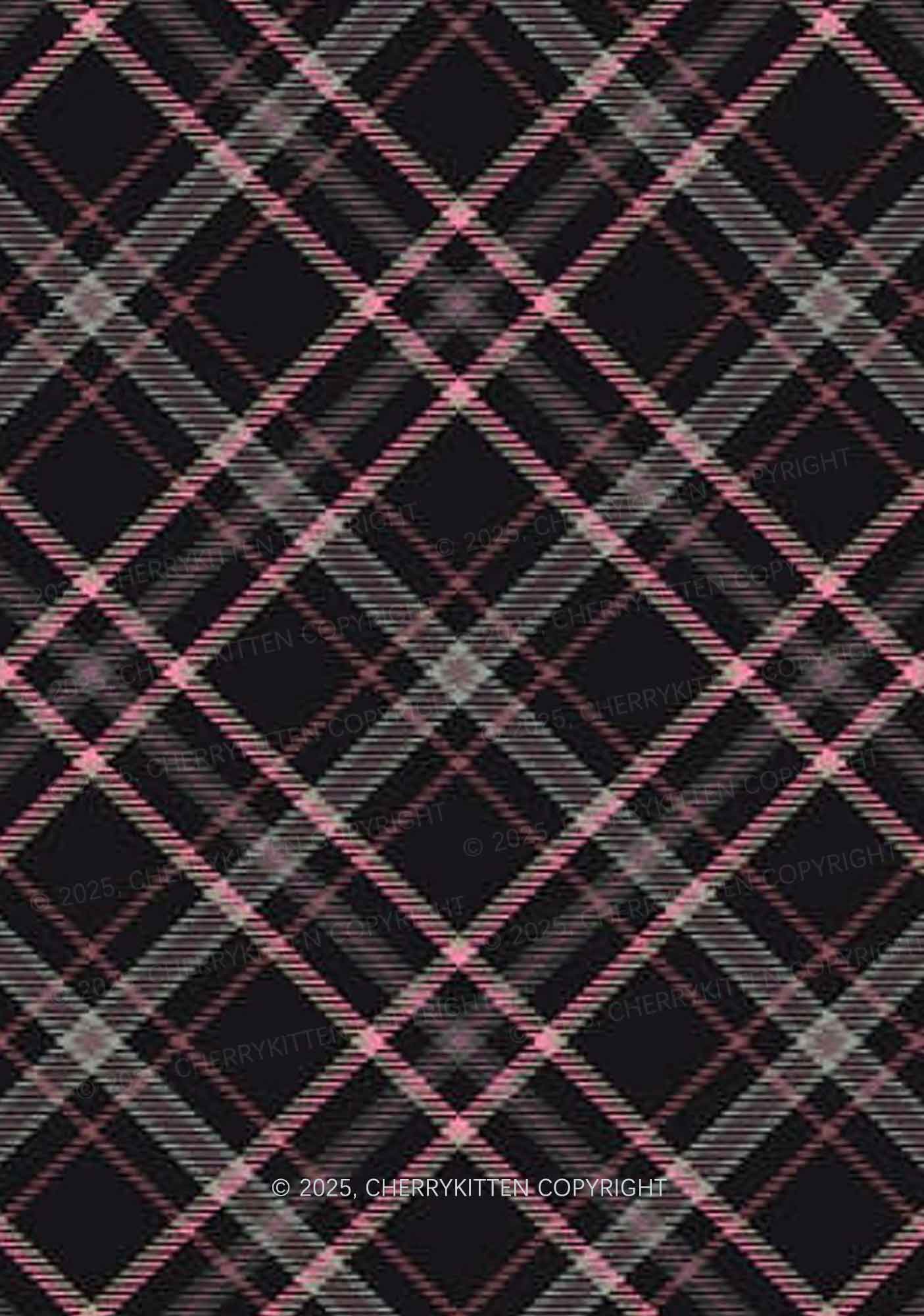 Pink Plaid Y2K Print Long Sleeve Pajama Set Cherrykitten