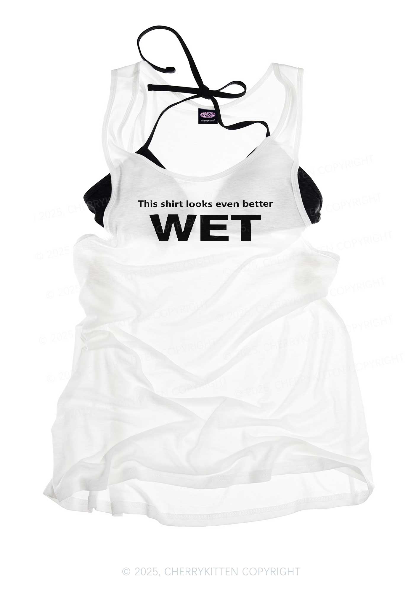 This Shirt Looks Better Wet Y2K Sheer Boyfriend Tank Cherrykitten