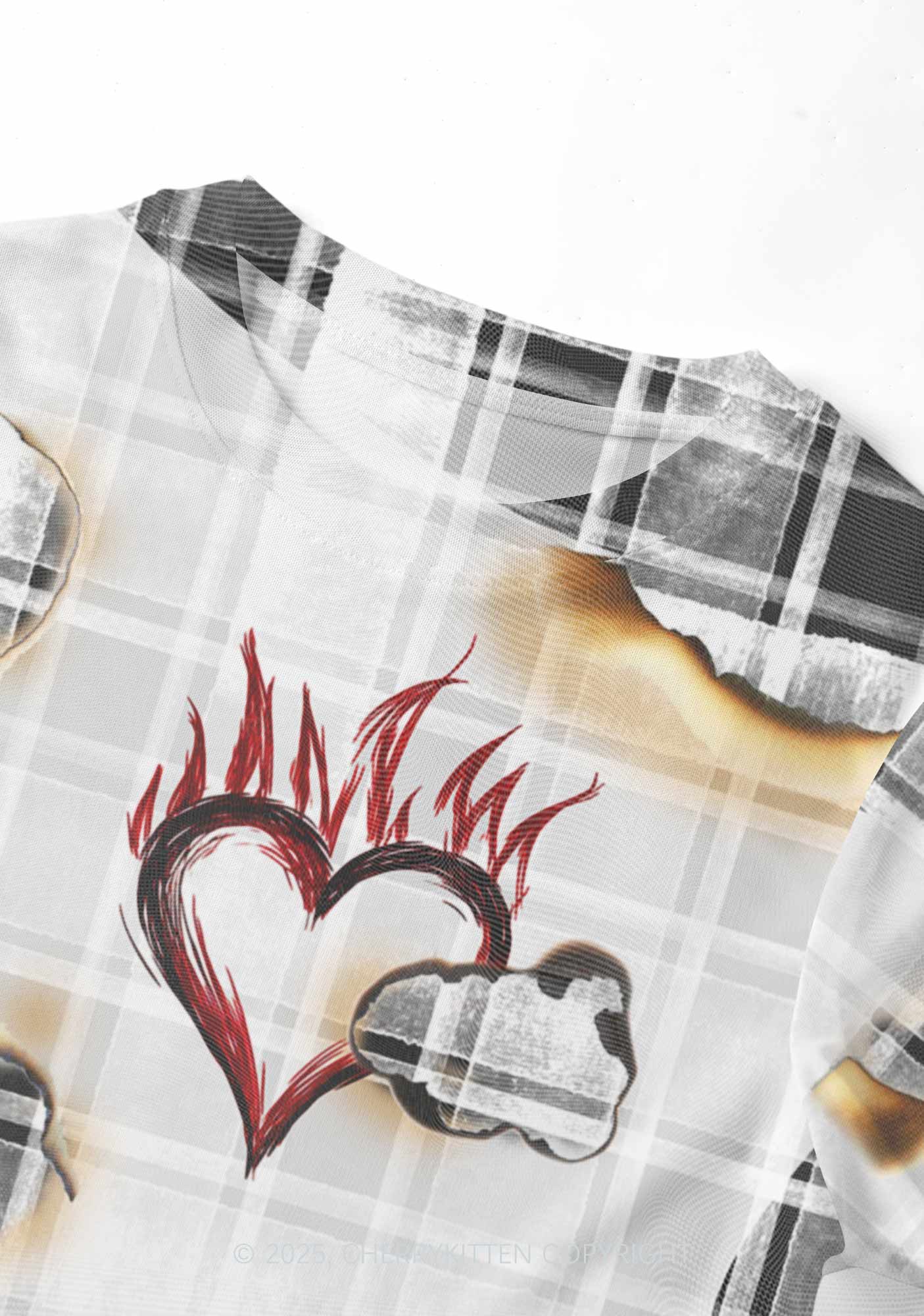 Scorched Love Heart Y2K Mesh Crop Top Cherrykitten
