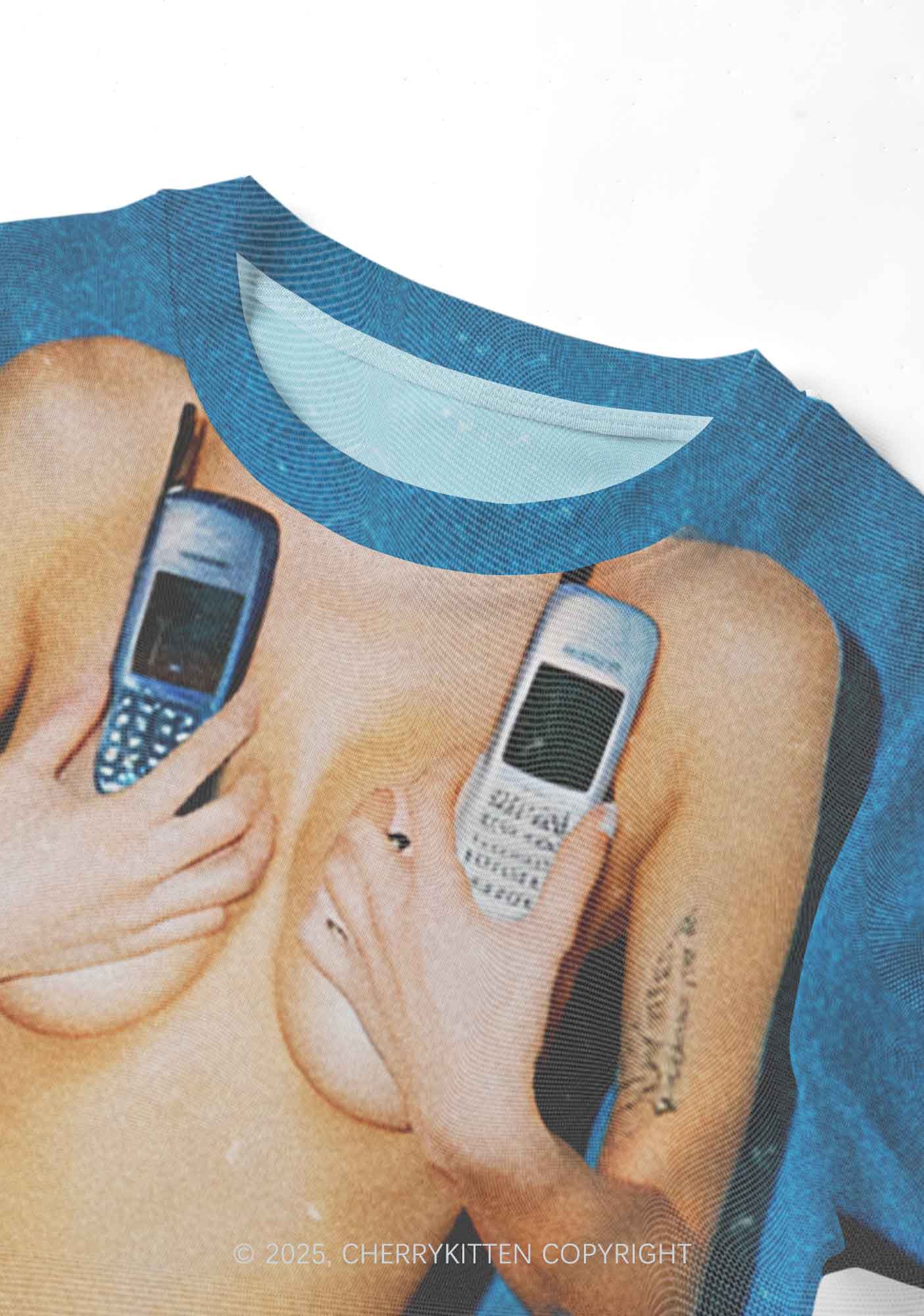Phone Txts Y2K Mesh Crop Top Cherrykitten