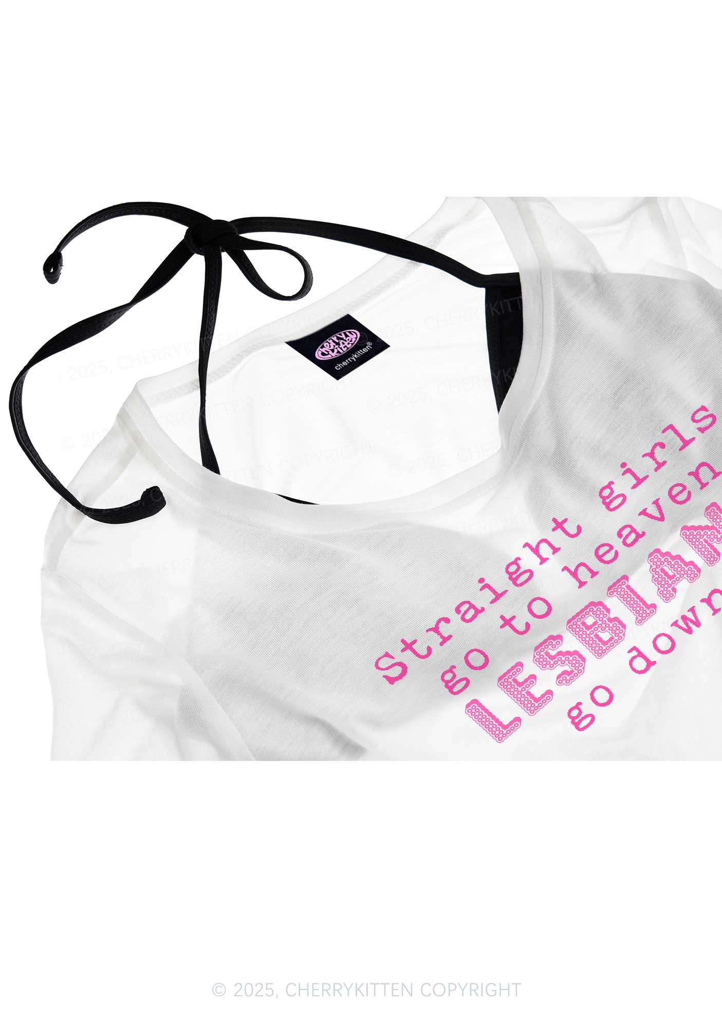 Lesbians Go Down Pride Y2K Sheer Crop Tee Cherrykitten