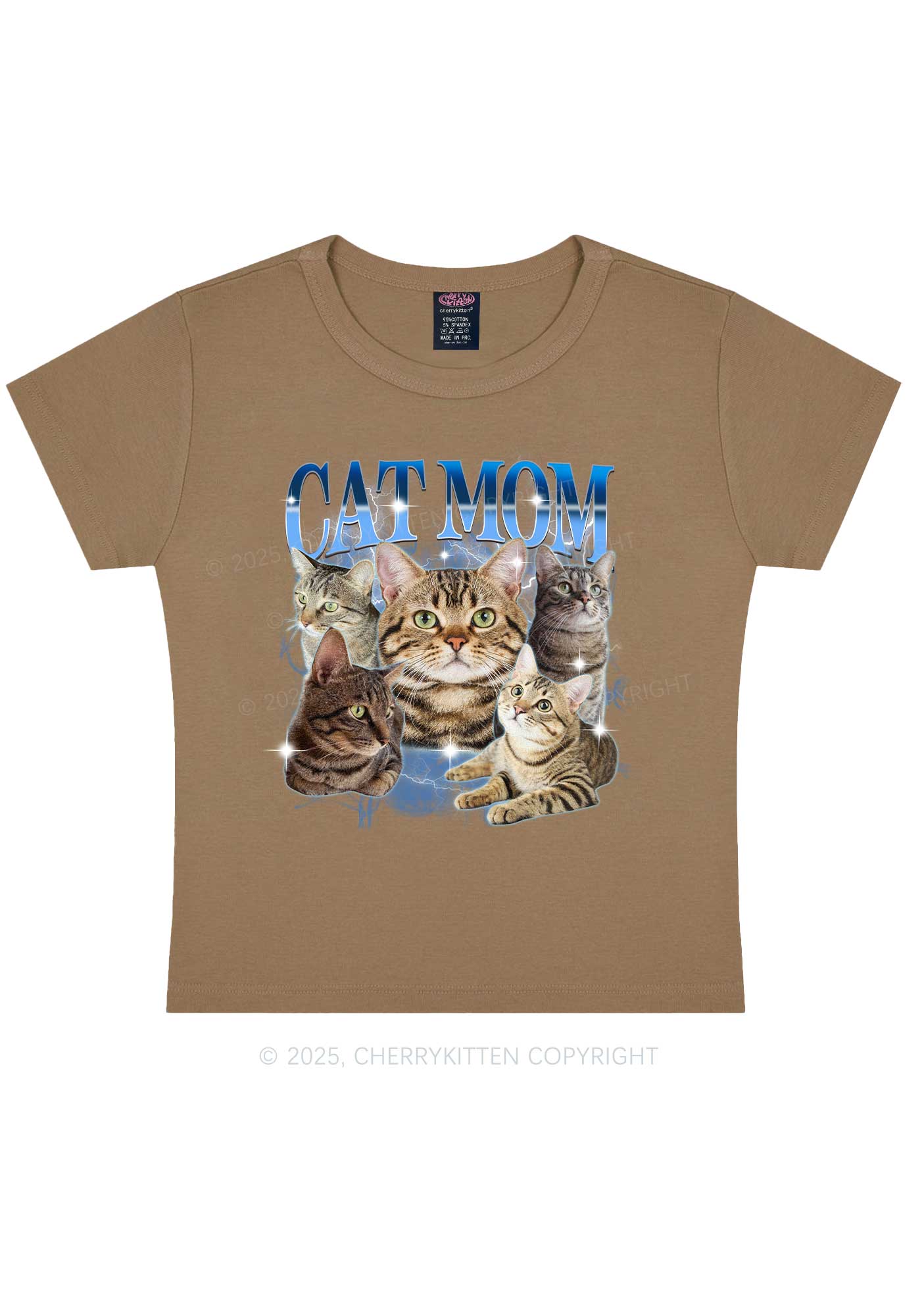 Custom Photo Cat Mom Y2K Baby Tee Cherrykitten