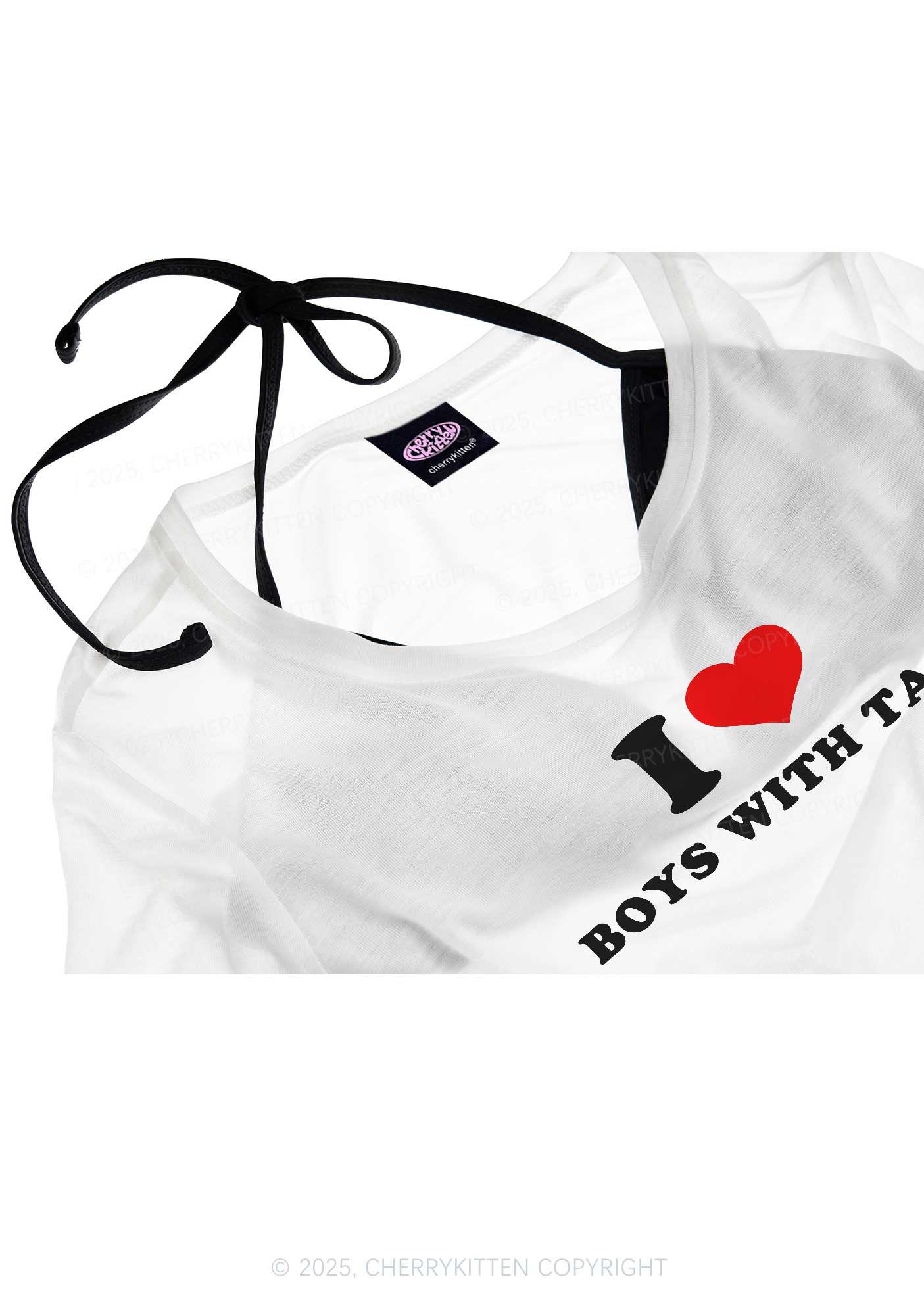 I Love Boys With Tats Y2K Sheer Crop Tee Cherrykitten