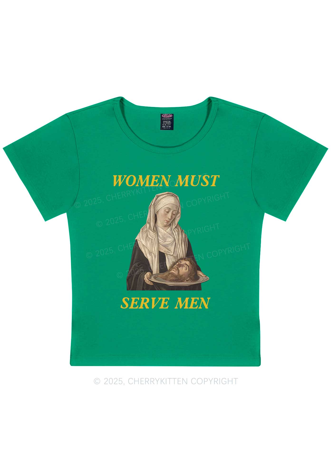 Women Must Serve Men Y2K Baby Tee Cherrykitten