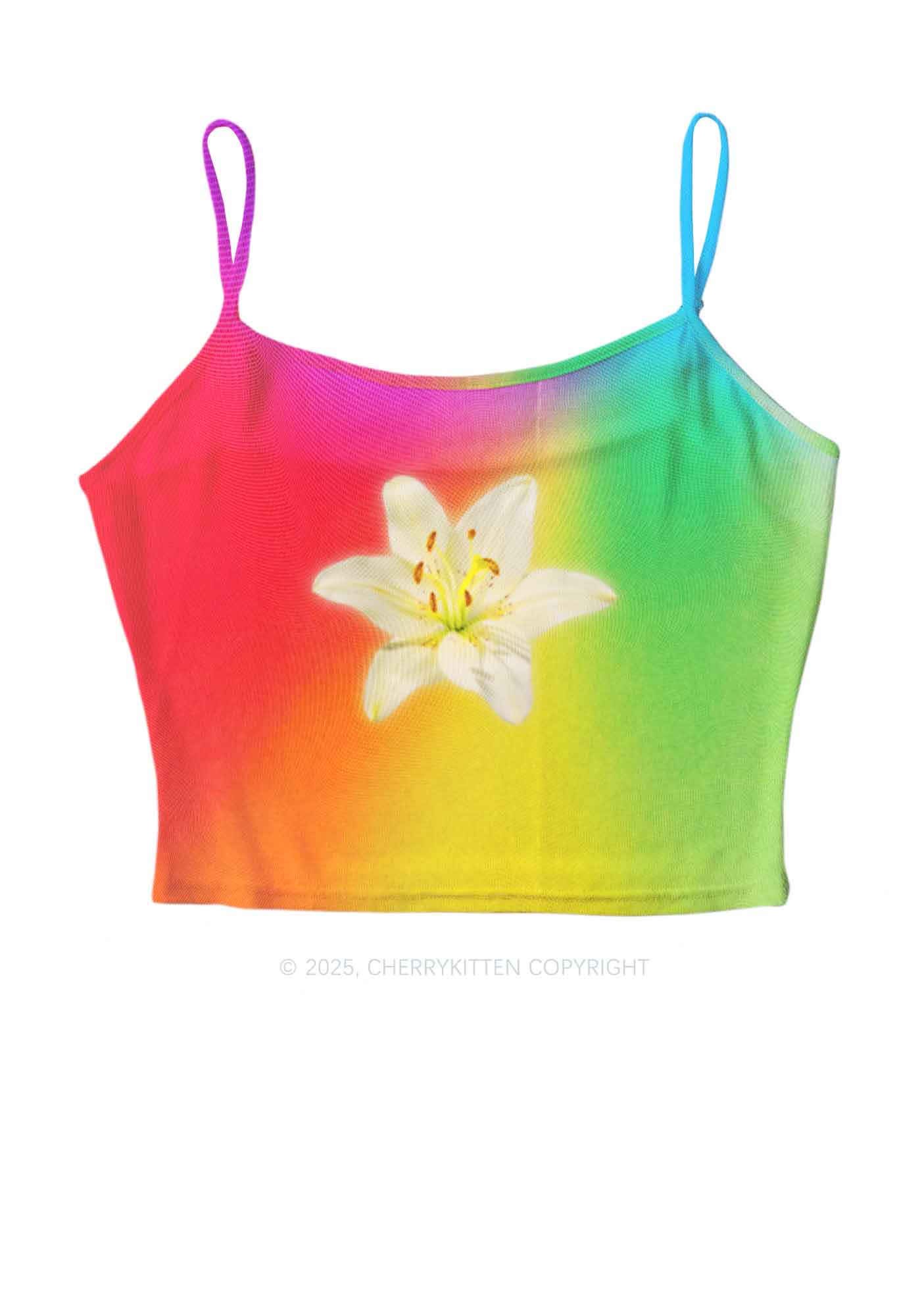 Lily in Rainbow Pride Y2K Mesh Cami Tank Cherrykitten