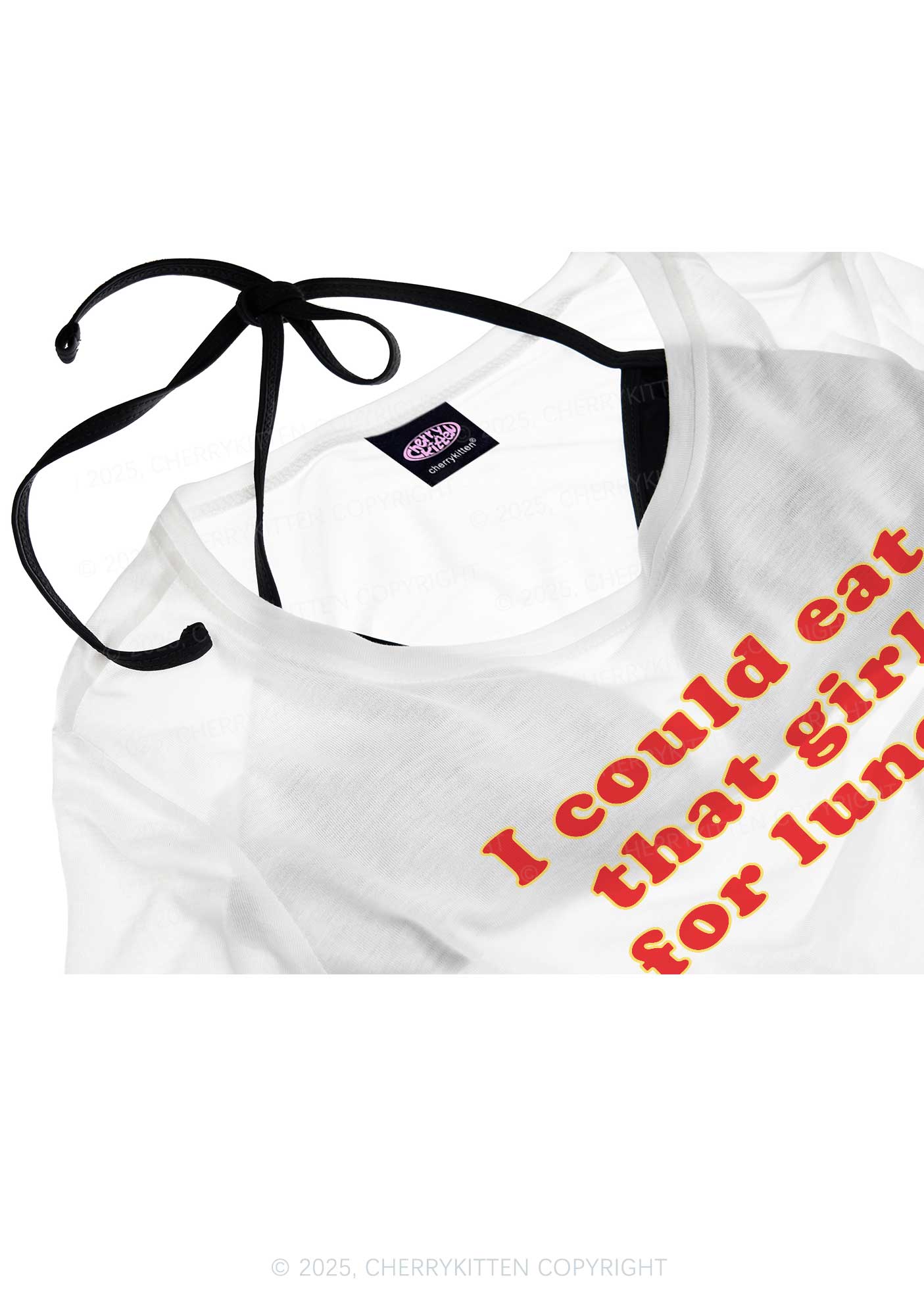 Eat That Girl For Lunch Pride Y2K Sheer Crop Tee Cherrykitten