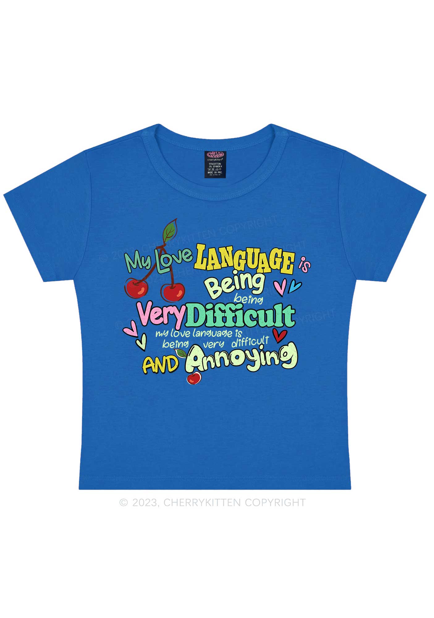 Difficult And Annoying Language Y2K Baby Tee Cherrykitten