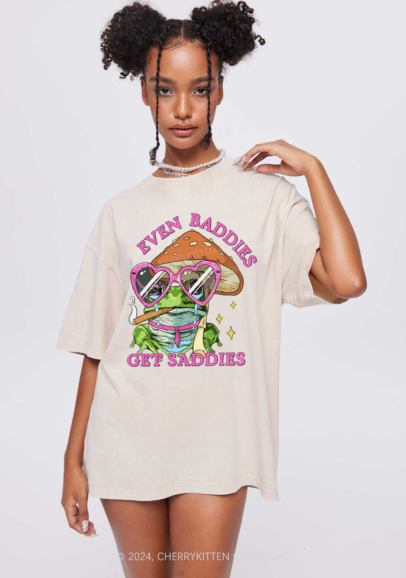 Even Baddies Frog Y2K Washed Tee Cherrykitten