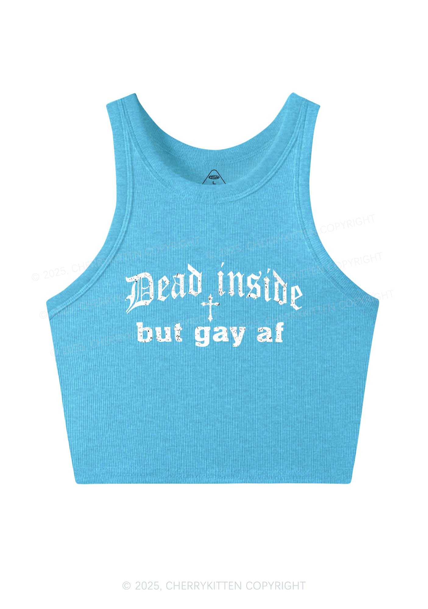 Dead Inside But Gay AF Pride Y2K Crop Tank Top Cherrykitten