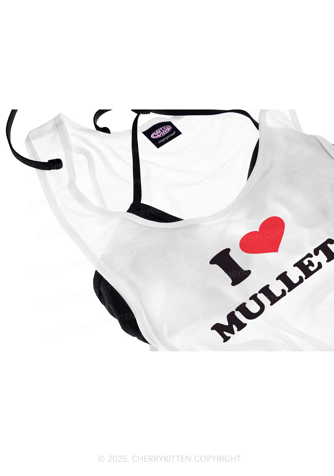 I Love Mullets Y2K Sheer Boyfriend Tank Cherrykitten