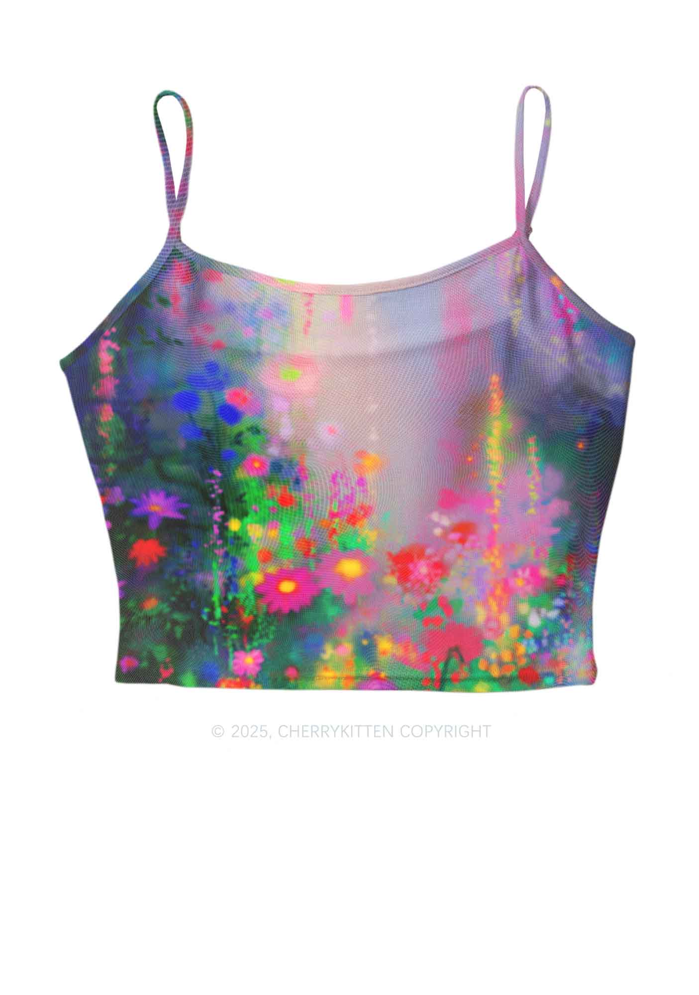 Colorful Daisies Y2K Mesh Cami Tank Cherrykitten