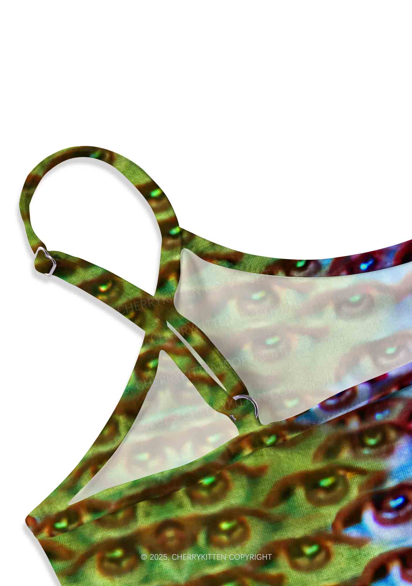 Halloween Spectrum Eyes Y2K Print Cami Crop Top Cherrykitten
