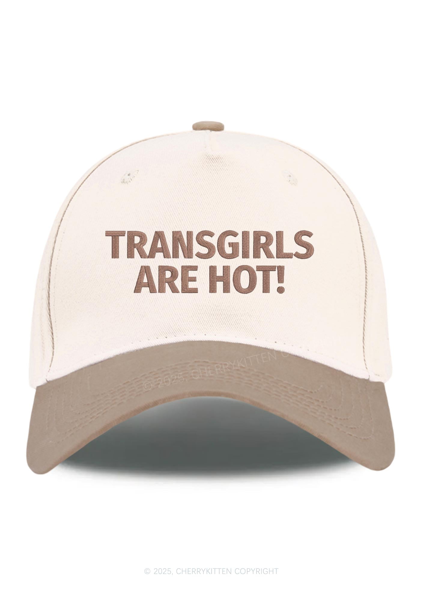 Embroidered Transgirls Are Hot Pride Y2K Color Block Baseball Cap Cherrykitten