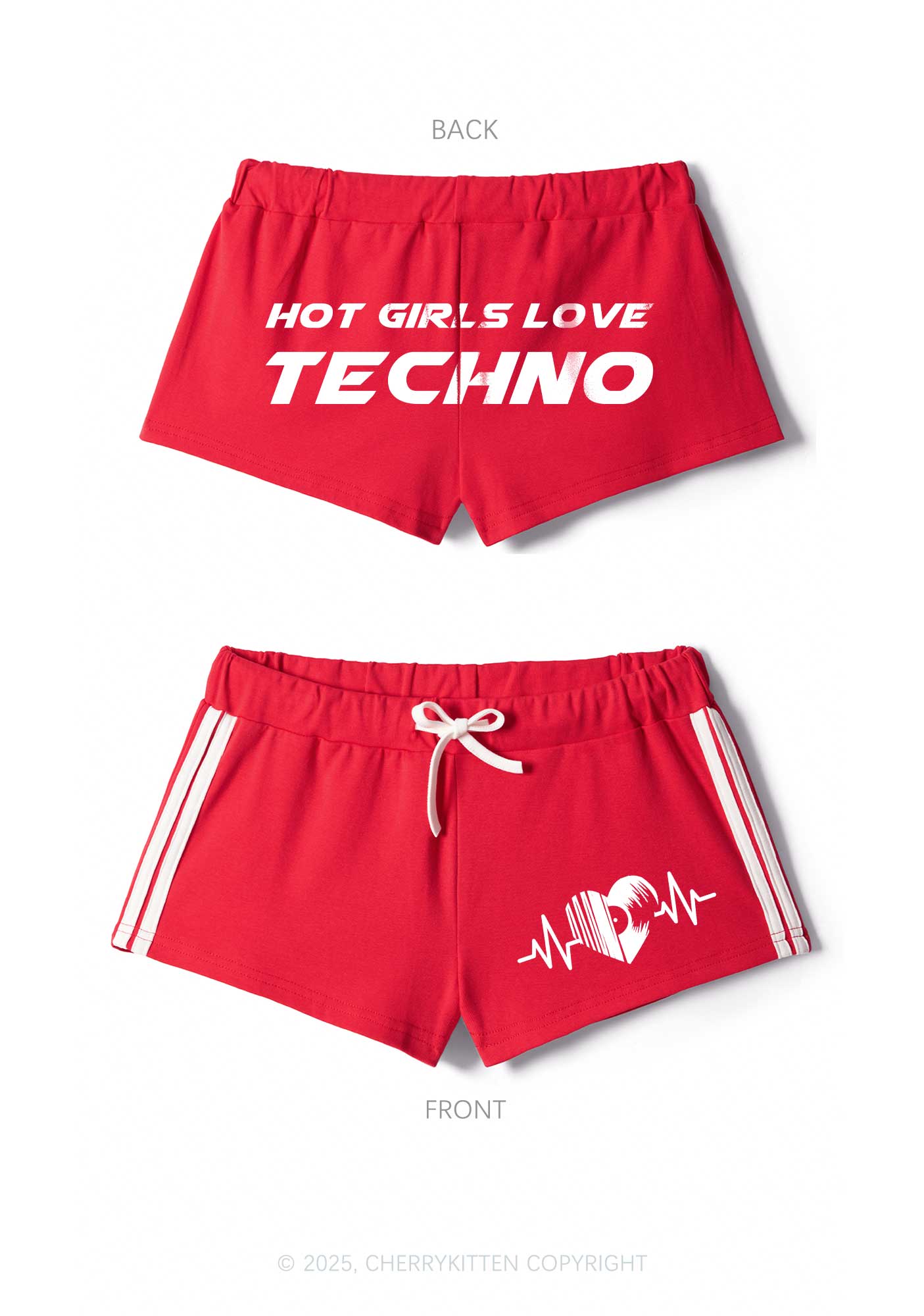 Hot Girls Love Techno Y2K Drawstring Mini Shorts Cherrykitten