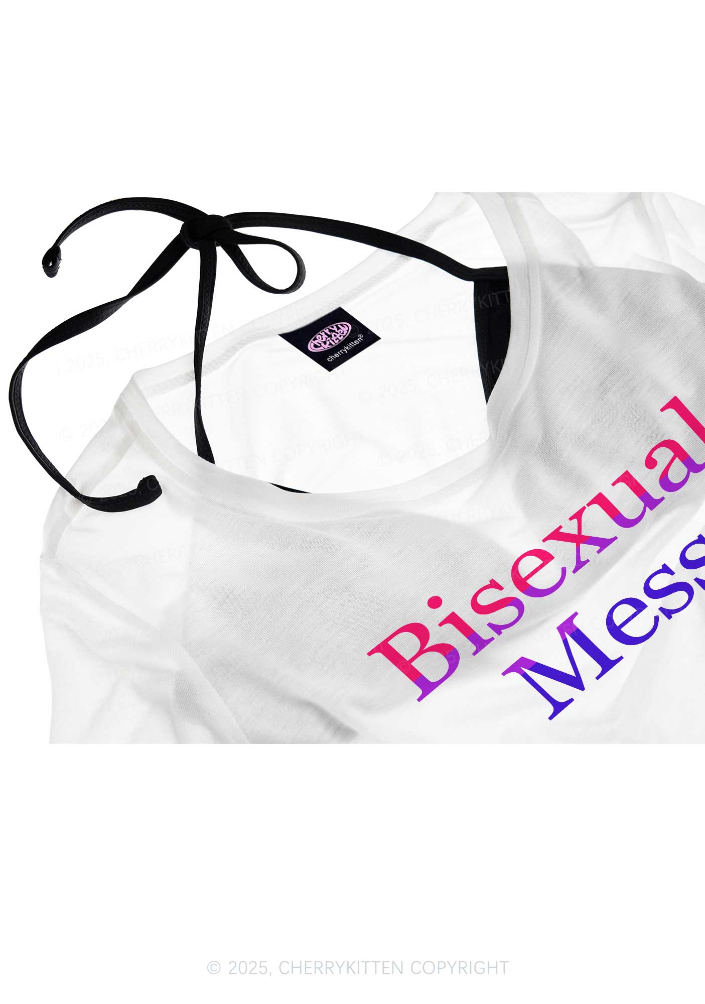 Bisexual Mess Pride Y2K Sheer Crop Tee Cherrykitten