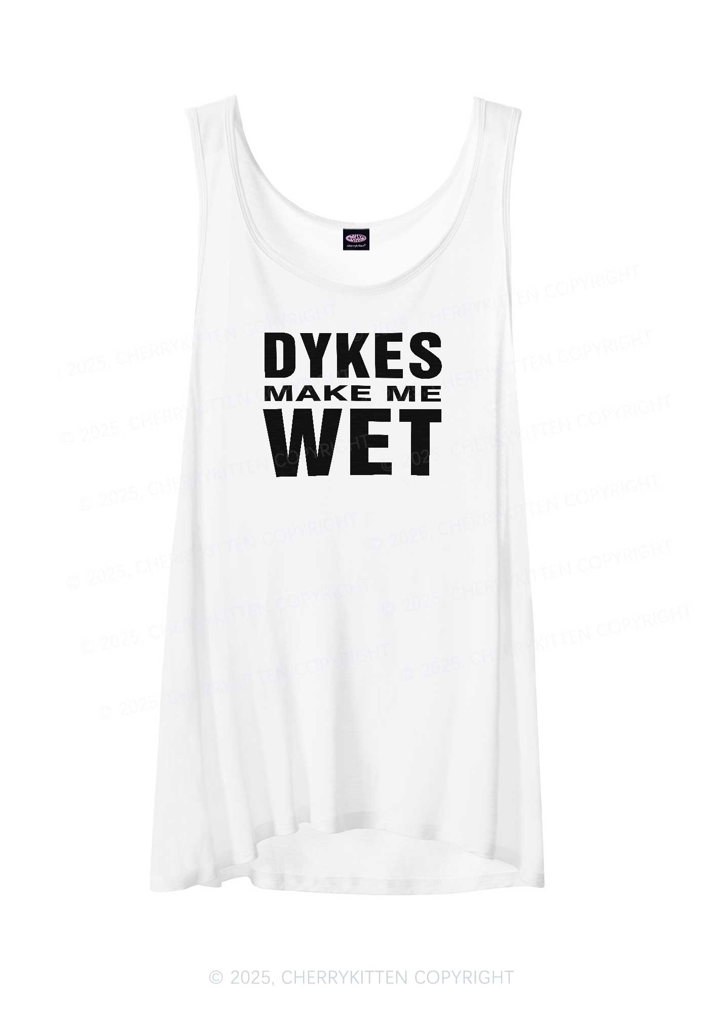 Dykes Make Me Wet Pride Y2K Sheer Boyfriend Tank Cherrykitten