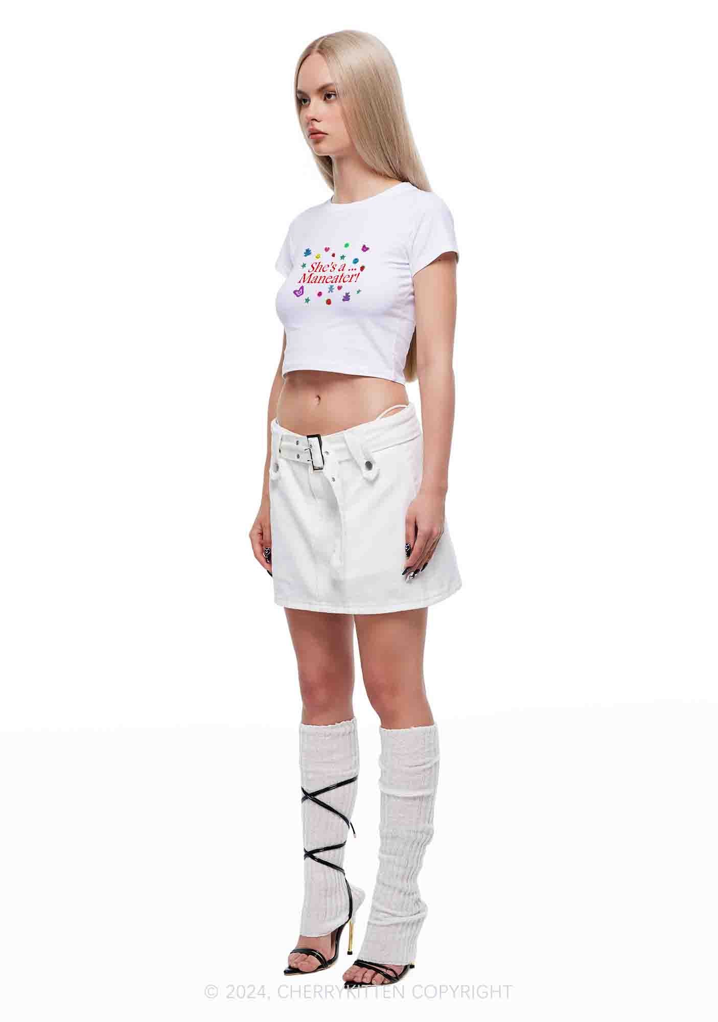 She's A Maneater Y2K Baby Tee Cherrykitten